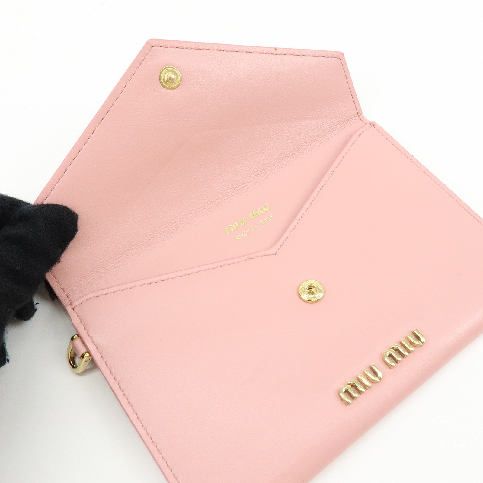 MIU MIU Madras Love Envelope Pouch Card Case Coin Case Pink 5MF025