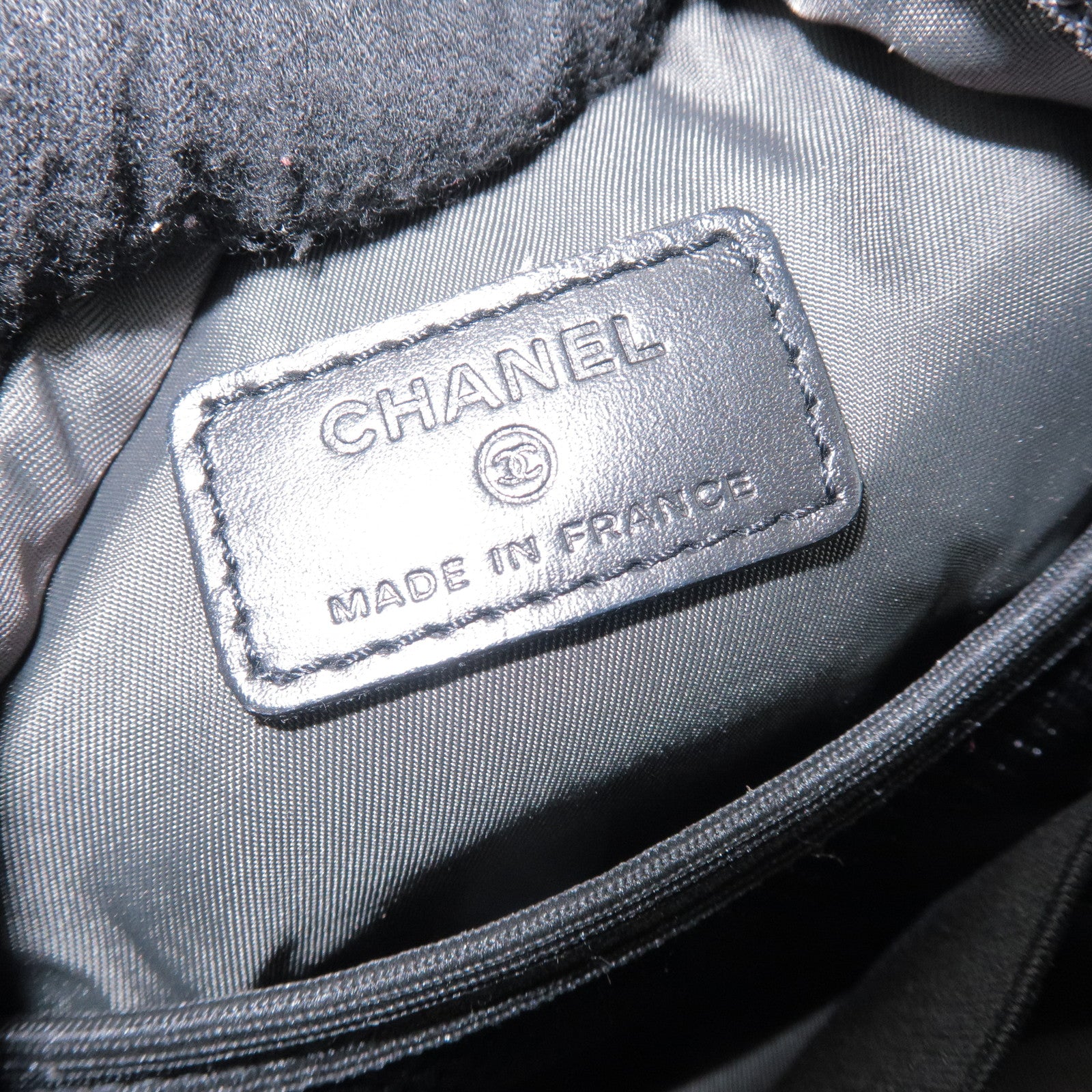 CHANEL Sport Line COCO Mark Canvas Shoulder Bag Black Green A23300