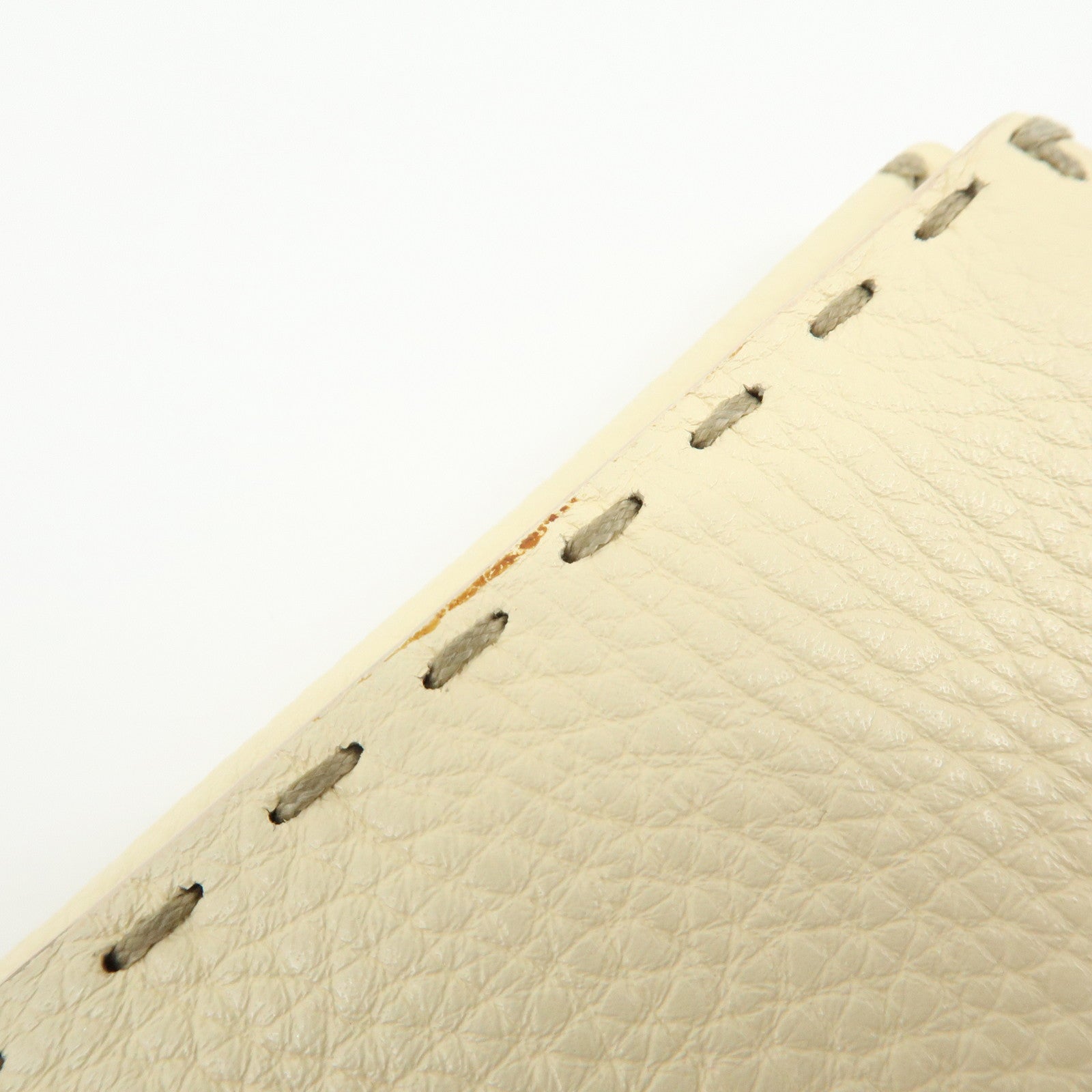 FENDI Selleria Calf Leather Long Wallet Ivory 8M0144