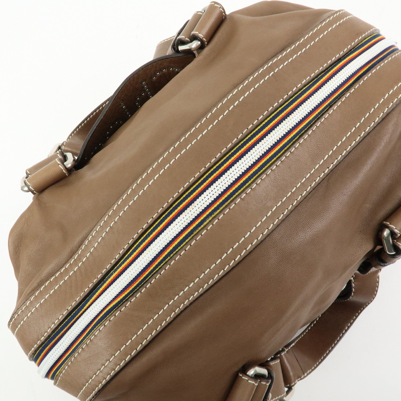 Chloe Patsy Leather Boston Bag Shoulder Bag Hand Bag Brown