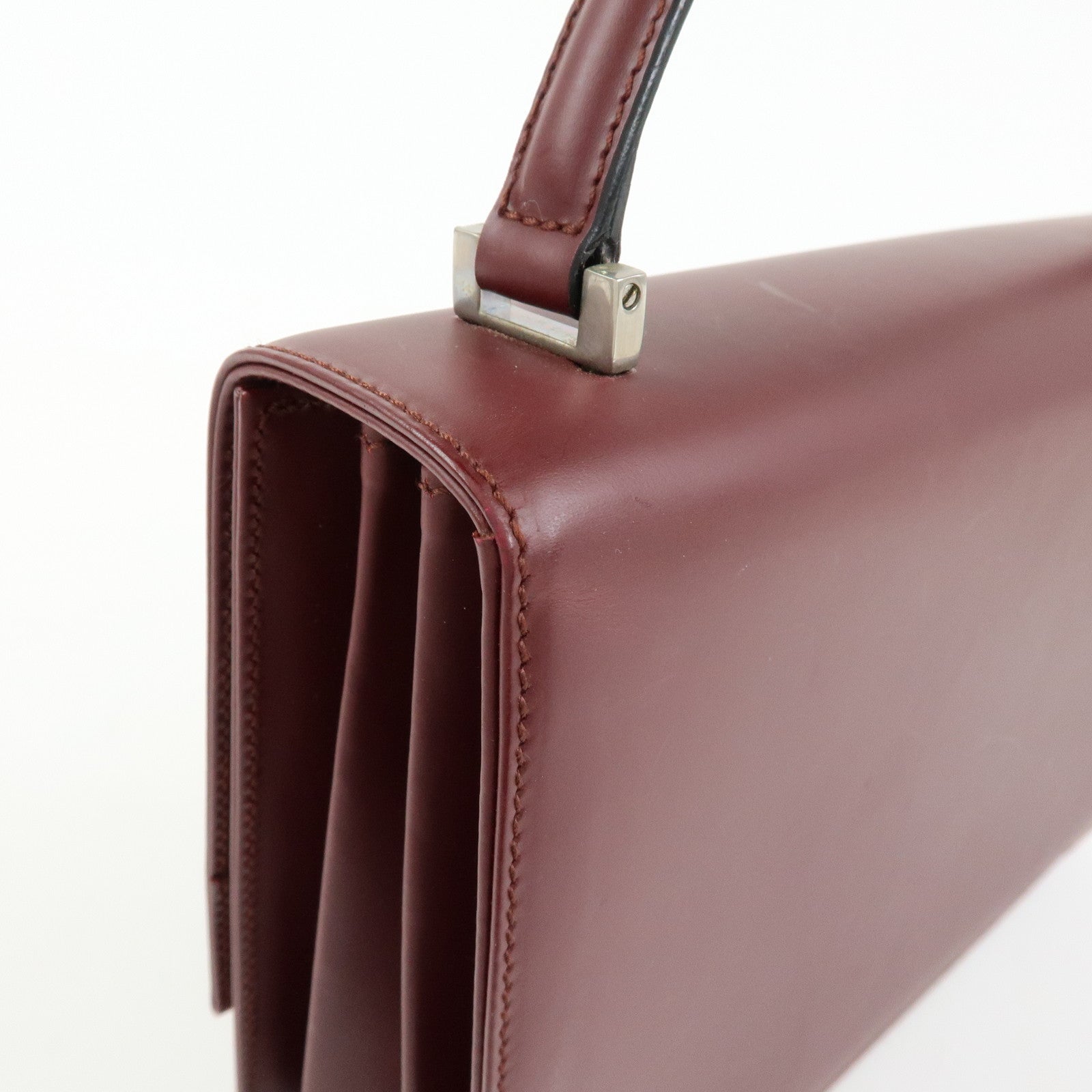 Ferragamo Gancini Leather 2Way Bag Hand Bag Shoulder Bag Bordeaux