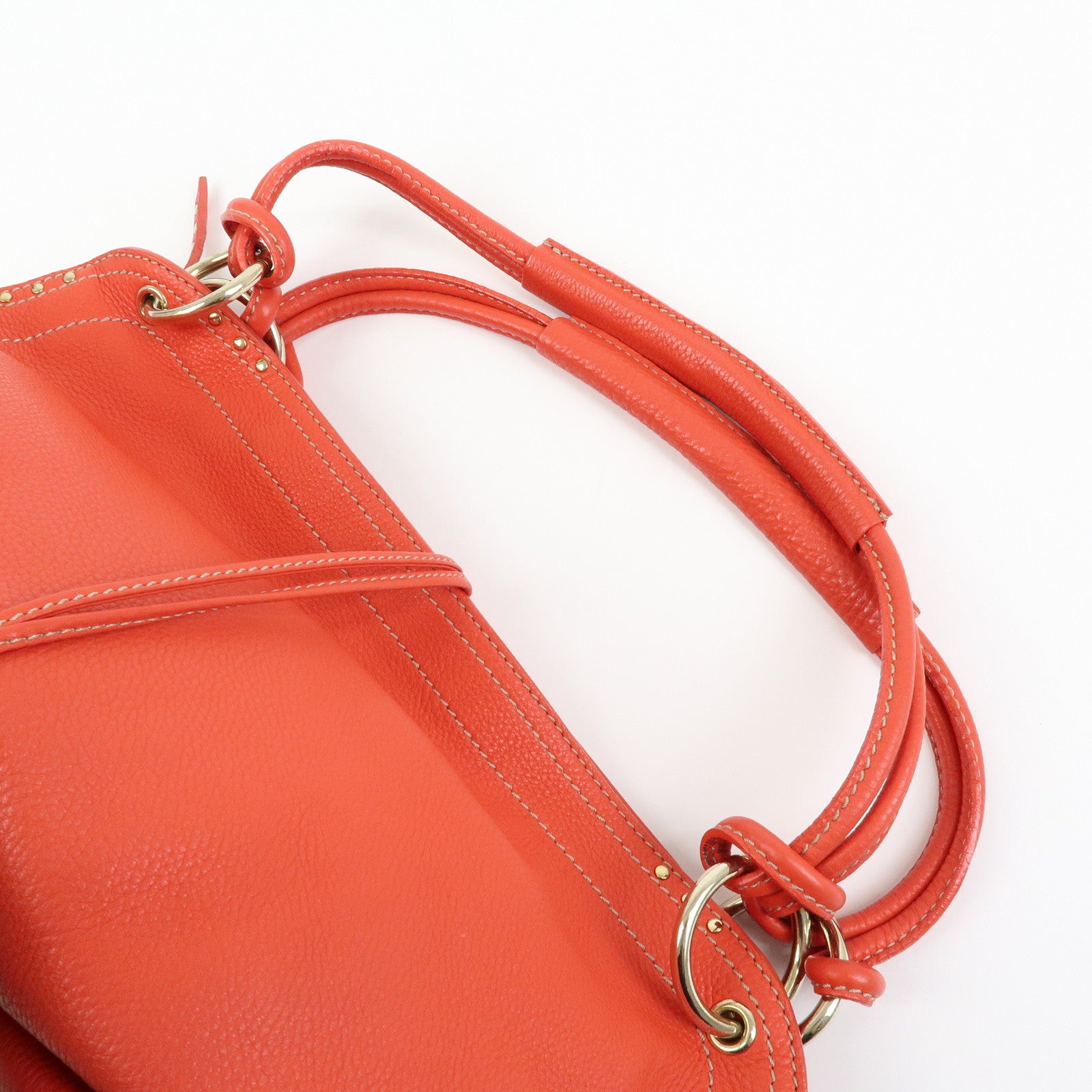 CELINE Bittersweet Leather Shoulder Bag Hand Bag Tote Bag Red