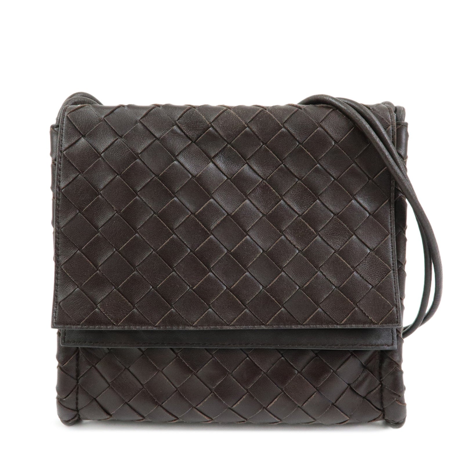 BOTTEGA VENETA Intrecciato Leather Shoulder Bag Hand Bag Brown