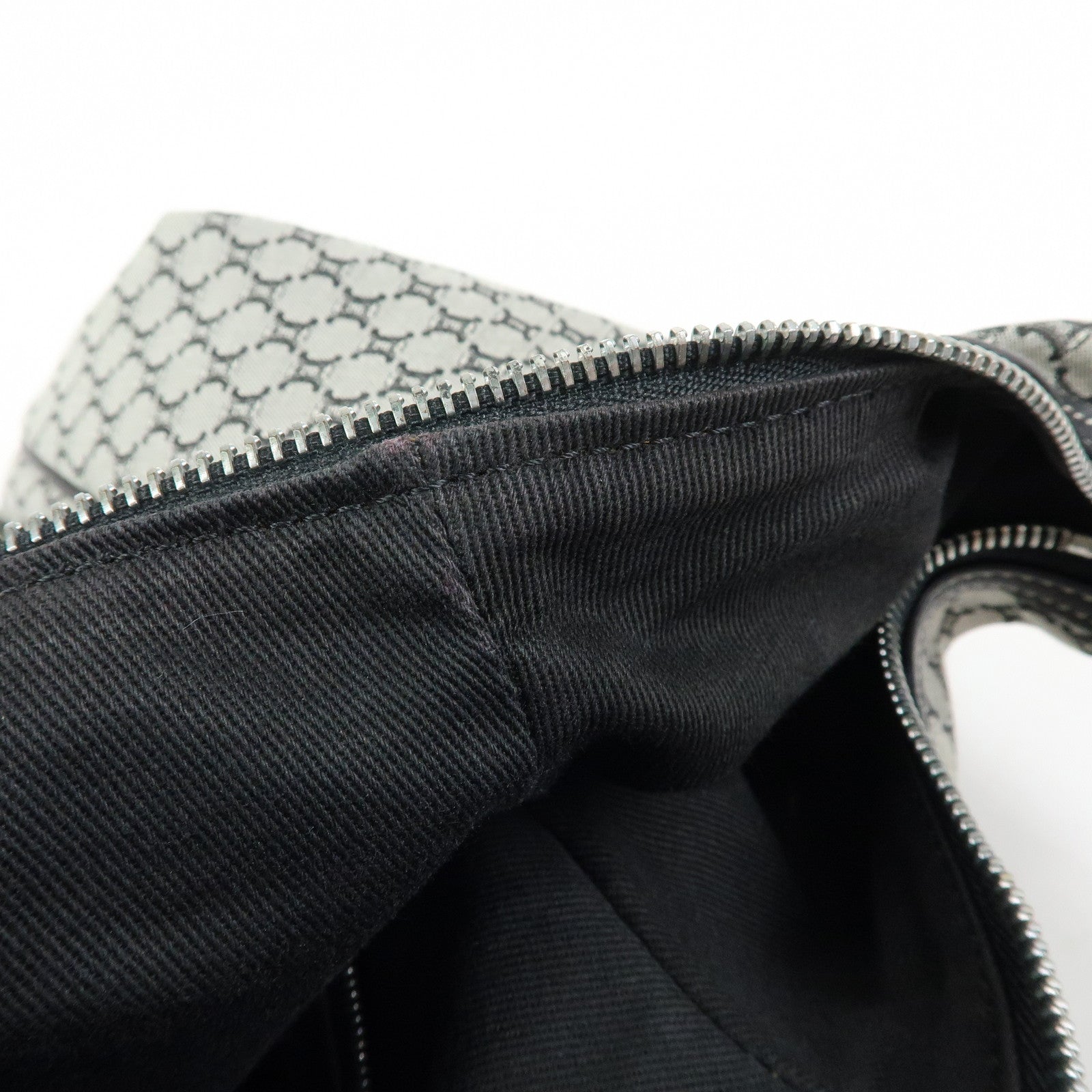 CELINE Macadam Canvas Leather Shoulder Bag Grey Black