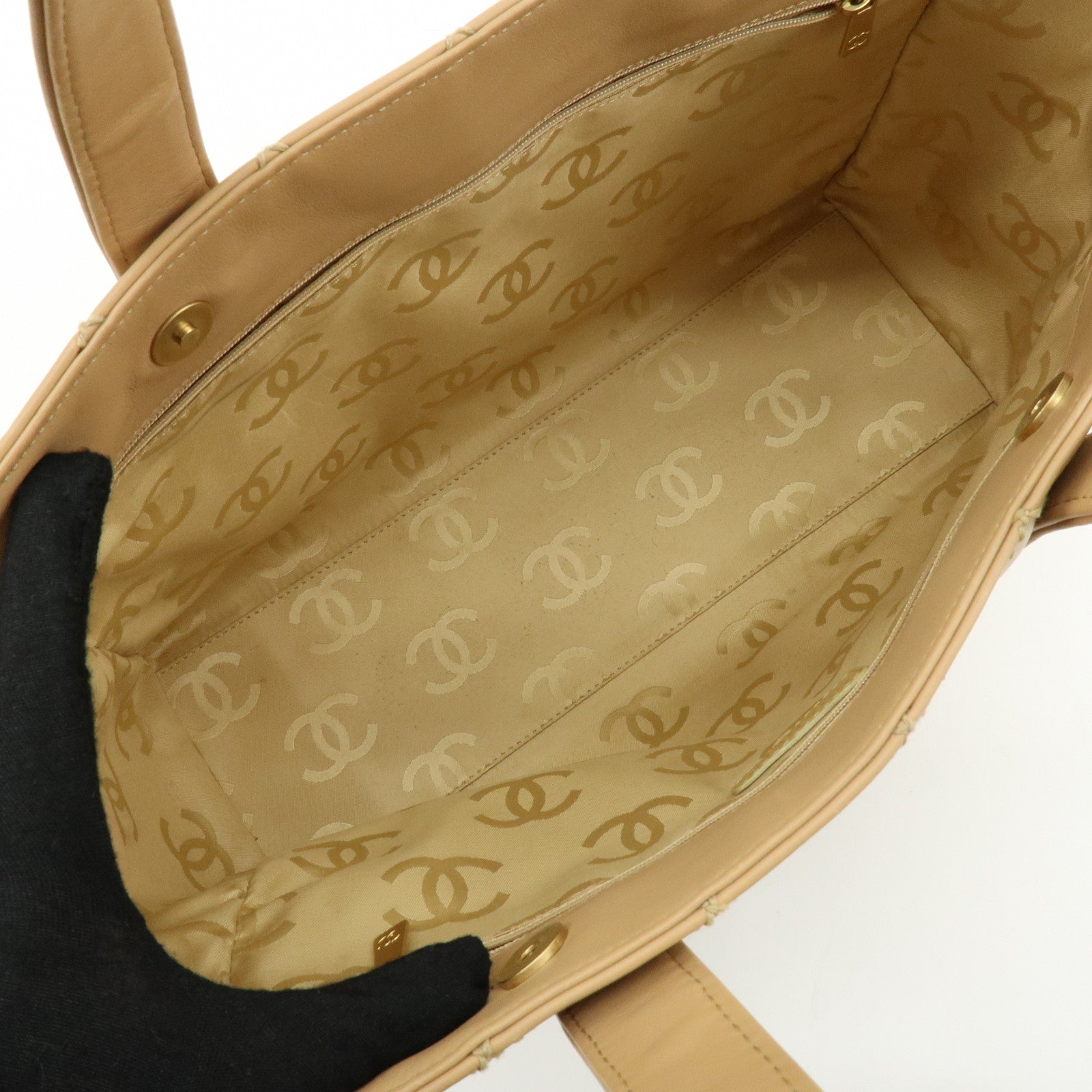 CHANEL COCO Mark Wild Stich Calf Leather Tote Bag Beige A20999