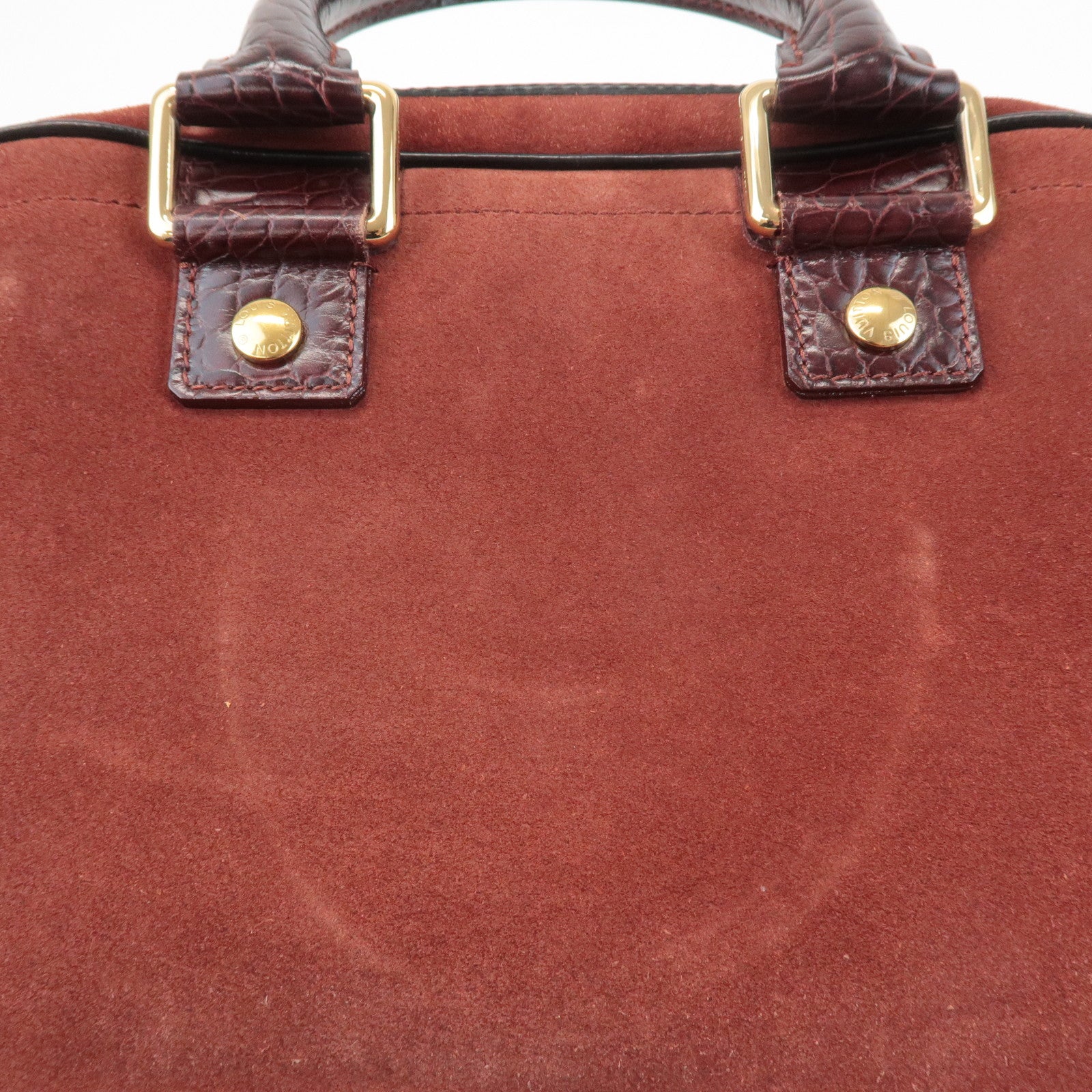 Louis Vuitton Cruise Line Suede Stamp Bag PM Bowling Bag Brown M95238 Used