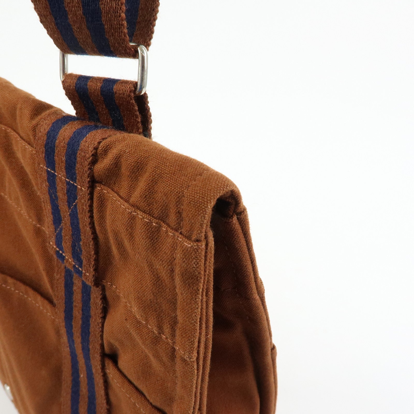 HERMES Basas MM Fourre Toute Cotton Canvas Shoulder Bag Brown