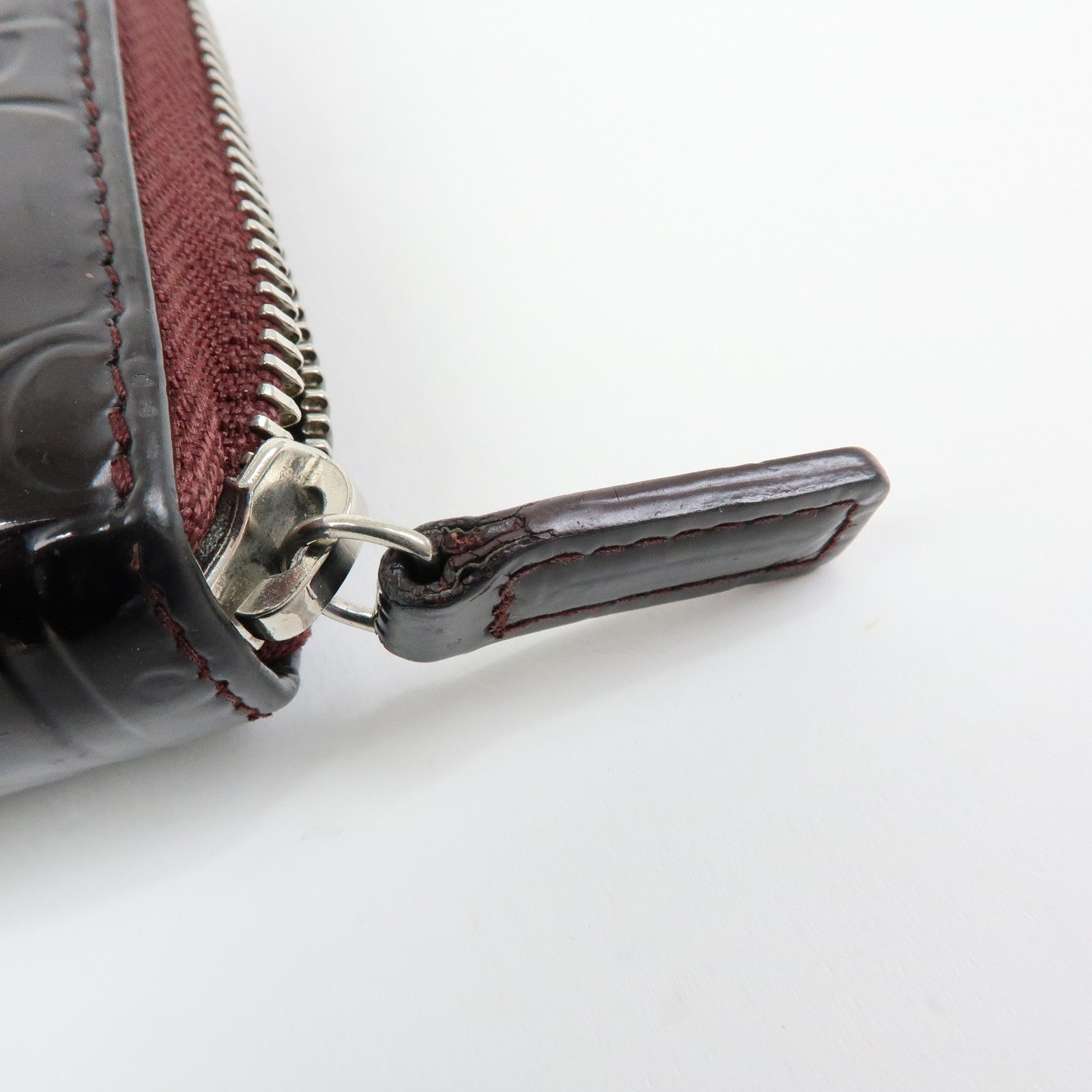 Christian Dior Trotter Patent Leather Round Zippy Wallet Purple