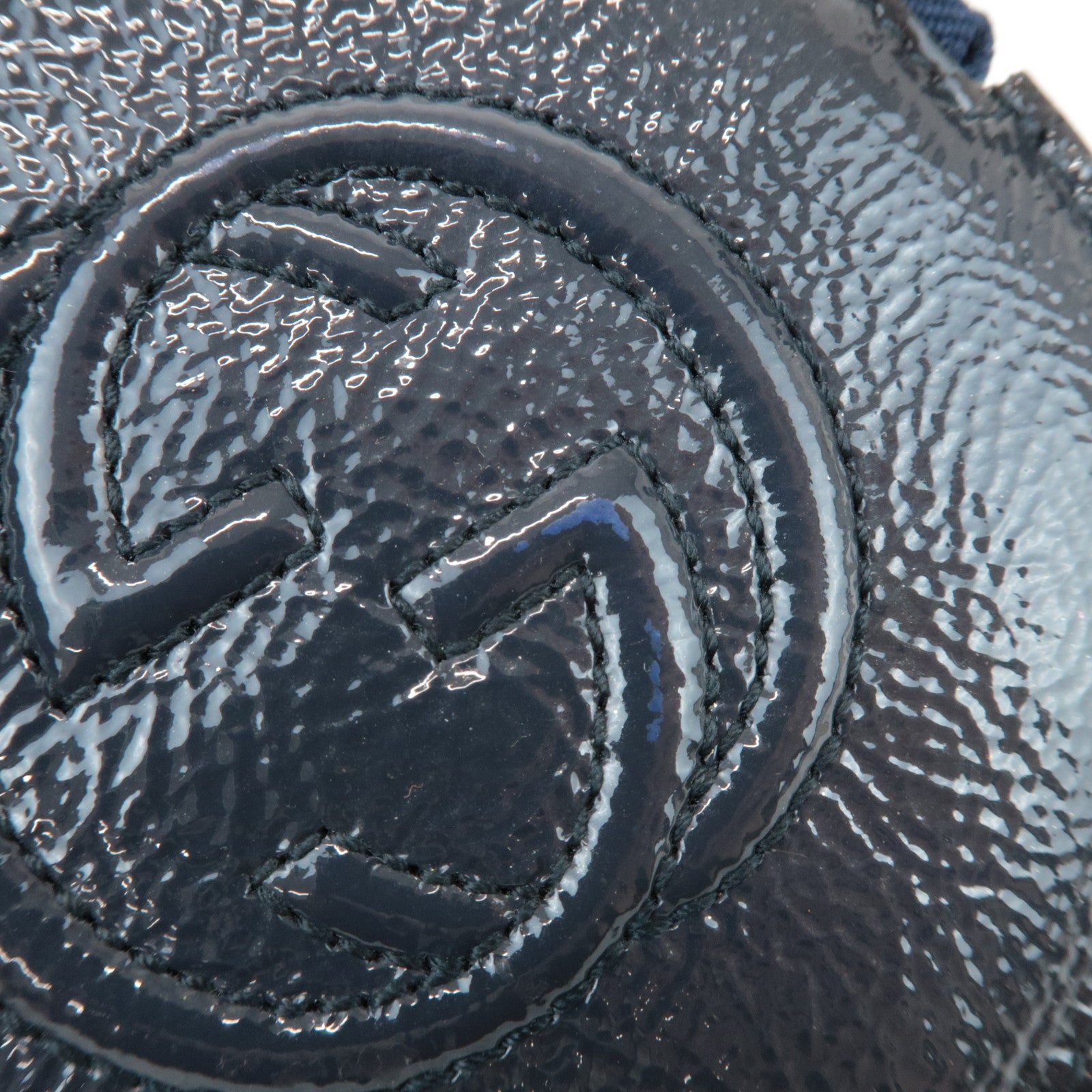 GUCCI Interlocking G Patent Leather Coin Case Navy 337946