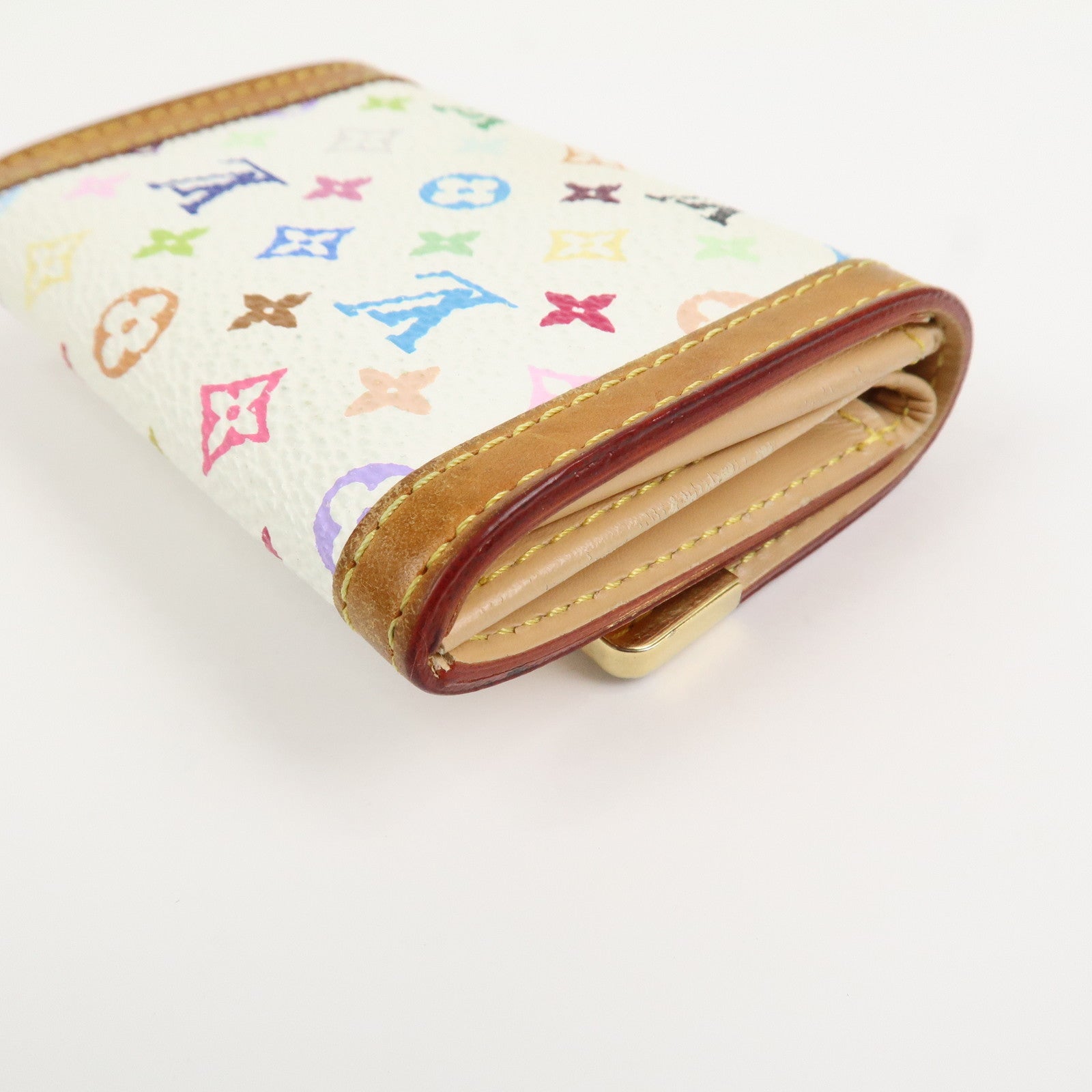 Louis Vuitton Multicolor Porte Monnaie Plat Coin Case Blanc M92657