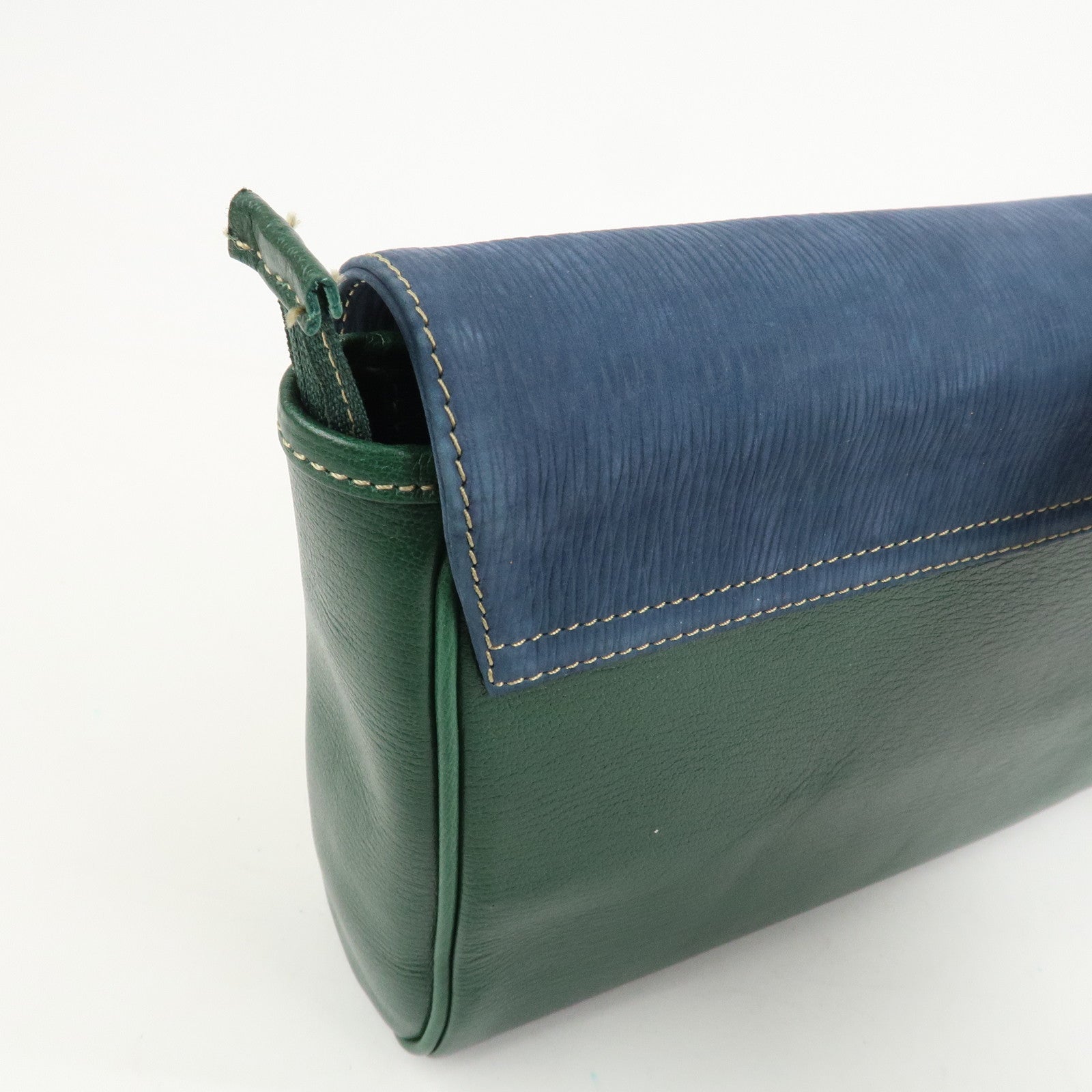 LOEWE Velazquez Suede Leather Clutch Bag Green Blue Gold HDW