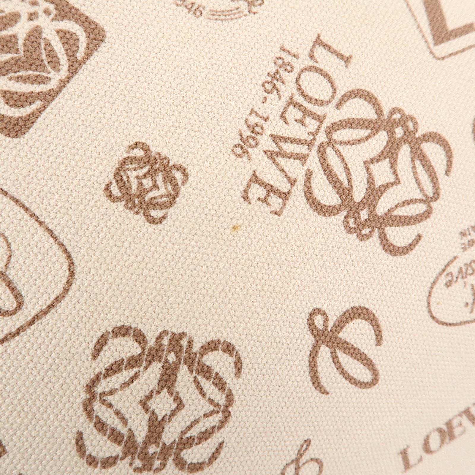 LOEWE Canvas Leather Suede Shoulder Bag Hand Bag Beige Red