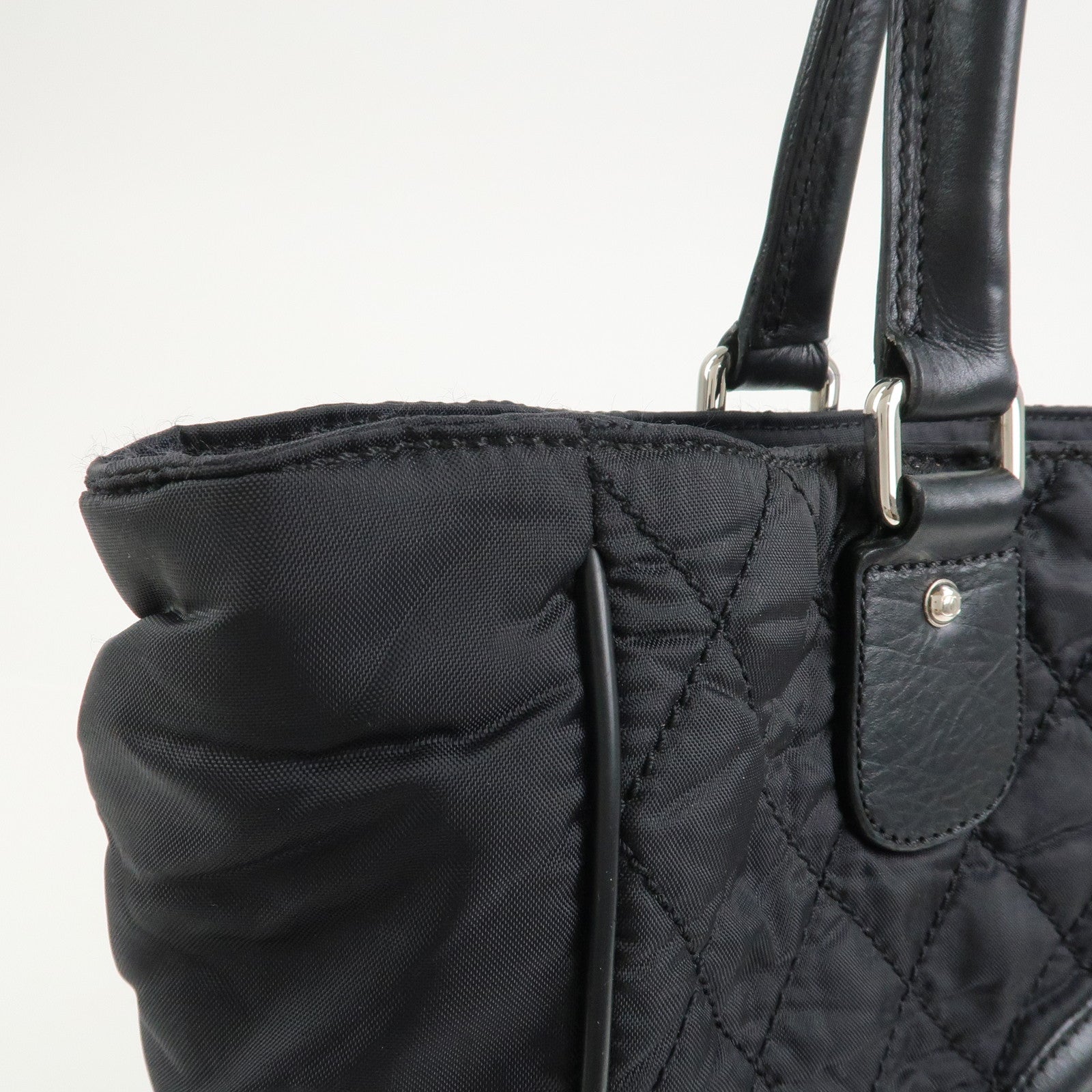 CHANEL Paris New York COCO Mark Nylon Leather Tote Bag Black A33100