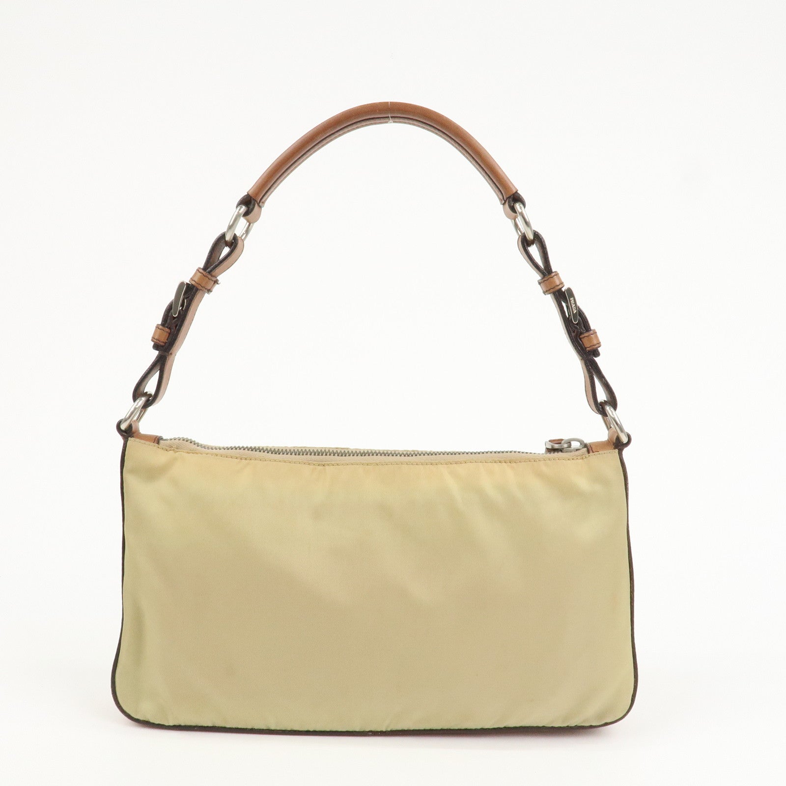 PRADA Triangle Logo Nylon Shoulder Bag Brown BR2205