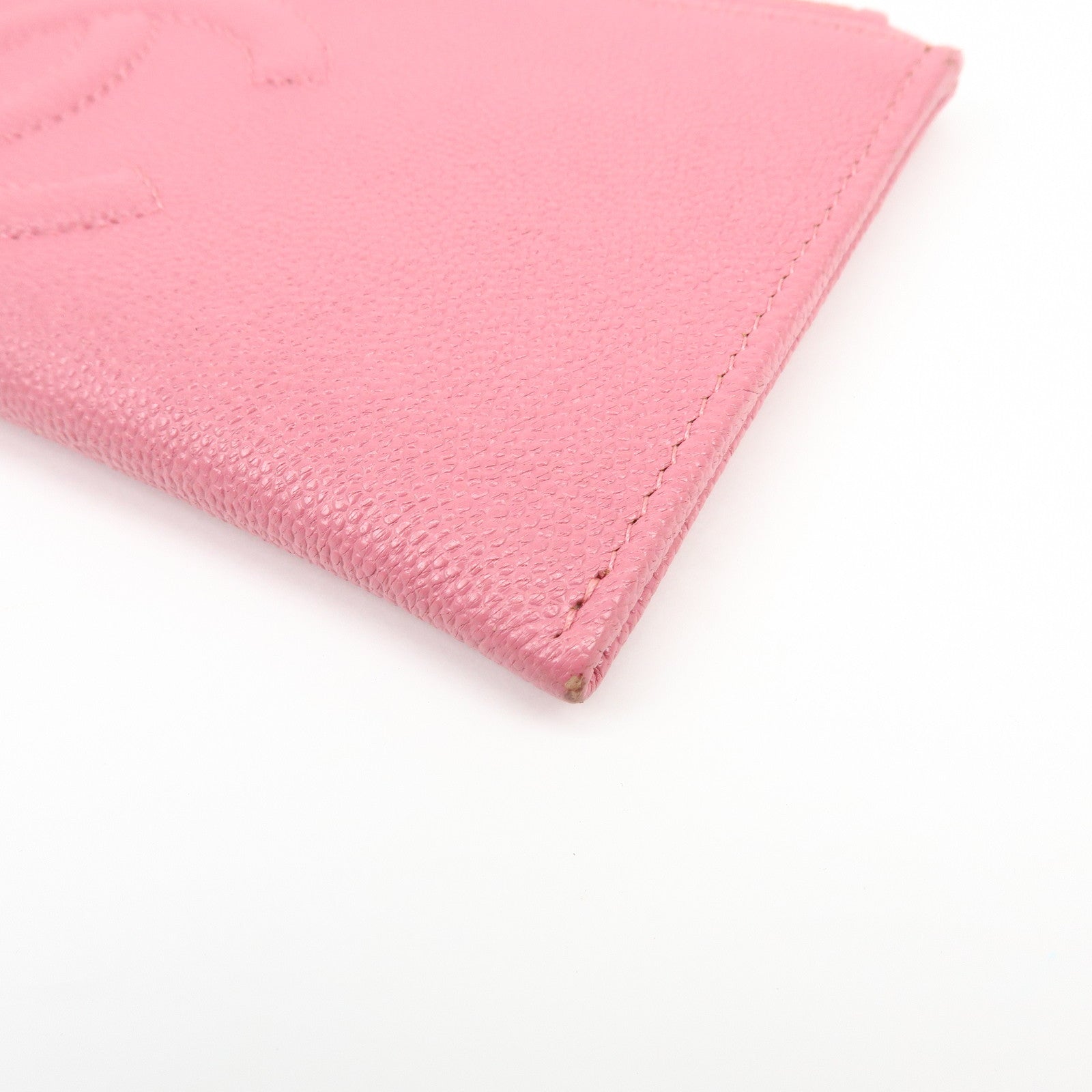 CHANEL COCO Mark Metiers D’Art Caviarskin Fragment Card Case Pink