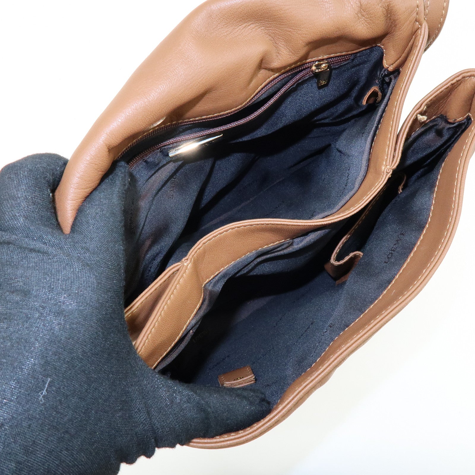 LOEWE Anagram Nappa Leather Shoulder Bag Hand Bag Brown