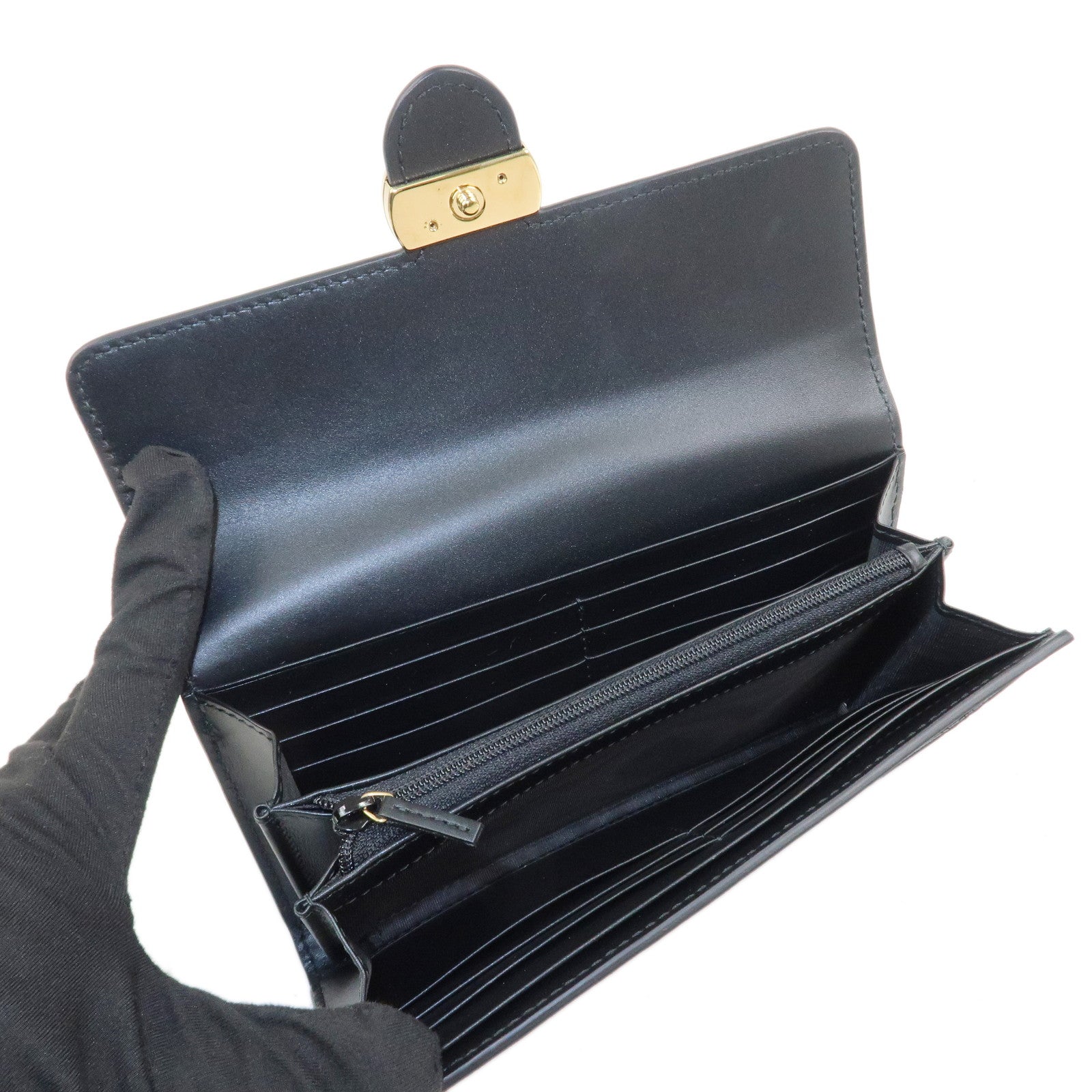 GUCCI Guccissima Interlocking G Long Wallet Black 369663