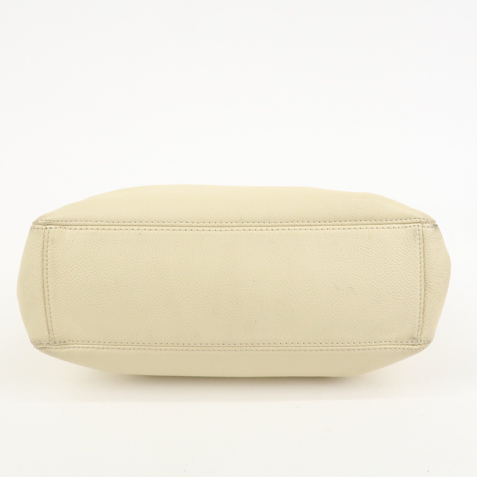 CHANEL COCO Mark Caviarskin Hand Bag Ivory Brown