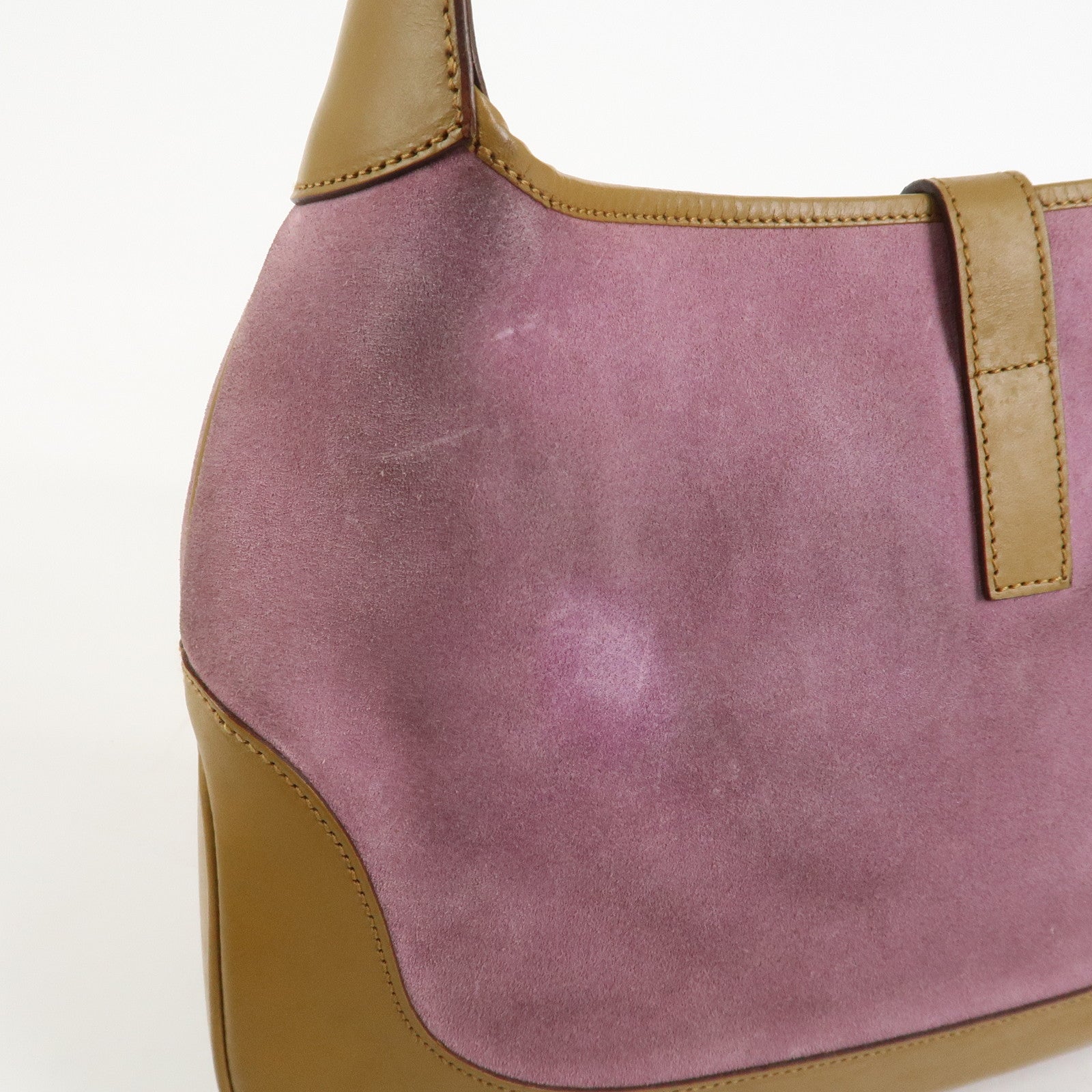 GUCCI Jackie Suede Shoulder Bag Hand Bag Pink Light Brown 001.3306
