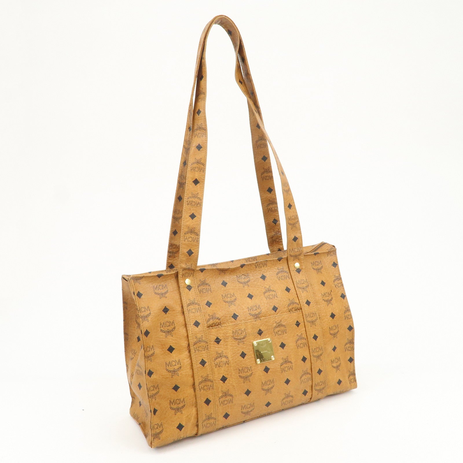 MCM Visetos Leather Shoulder Bag Tote Bag Brown