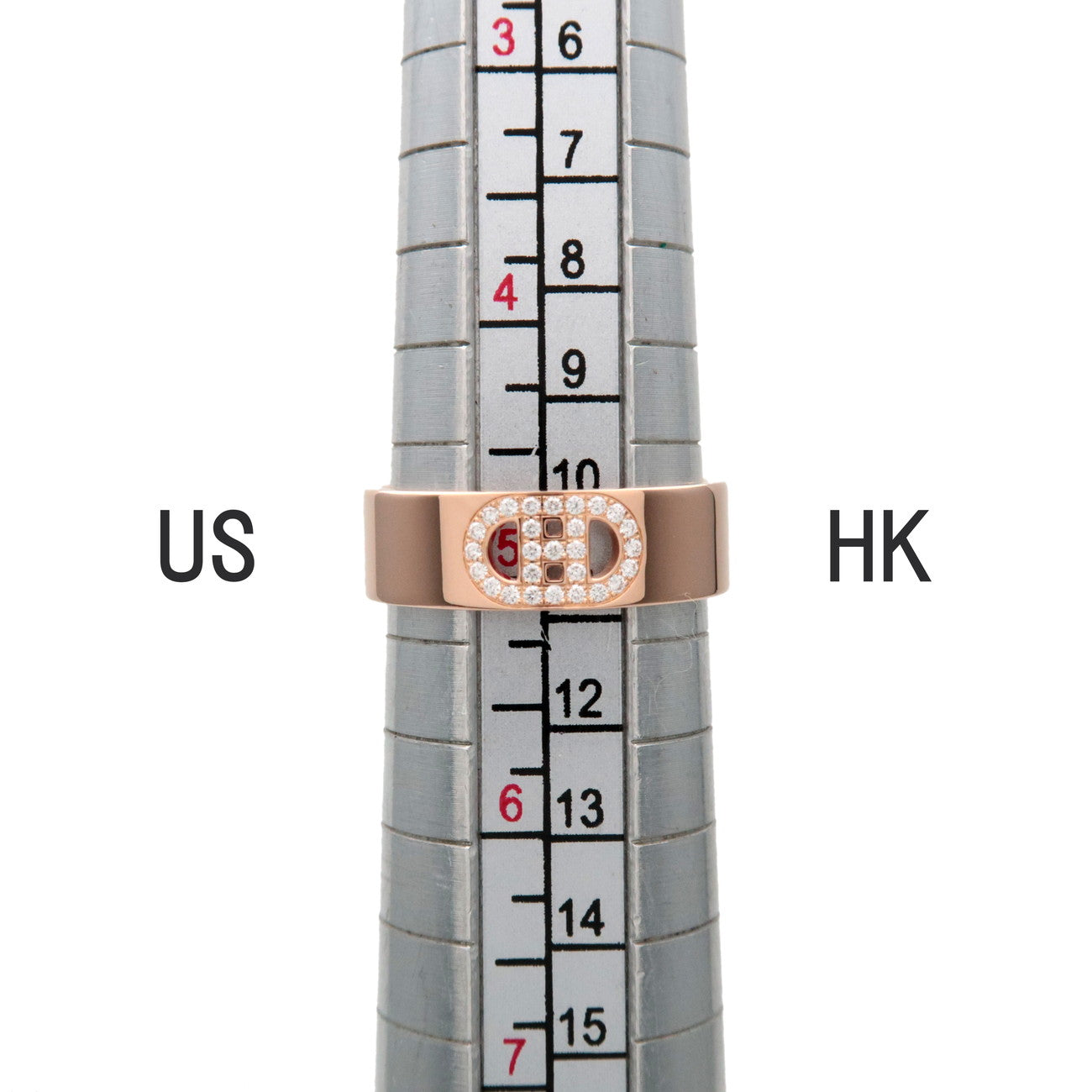 HERMES H Dunkle PM Diamond Ring K18PG Rose Gold #49 US5 EU49 HK10.5