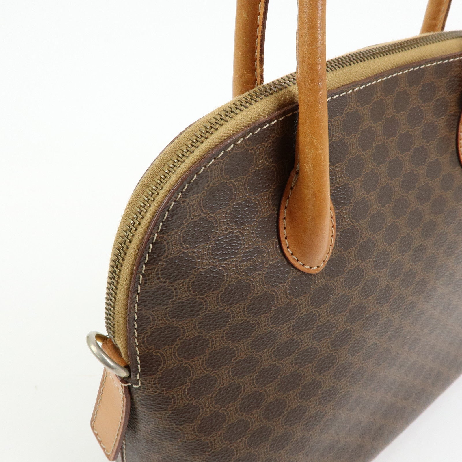 CELINE Macadam PVC Leather 2Way Bag Hand Bag Dome Bag Brown