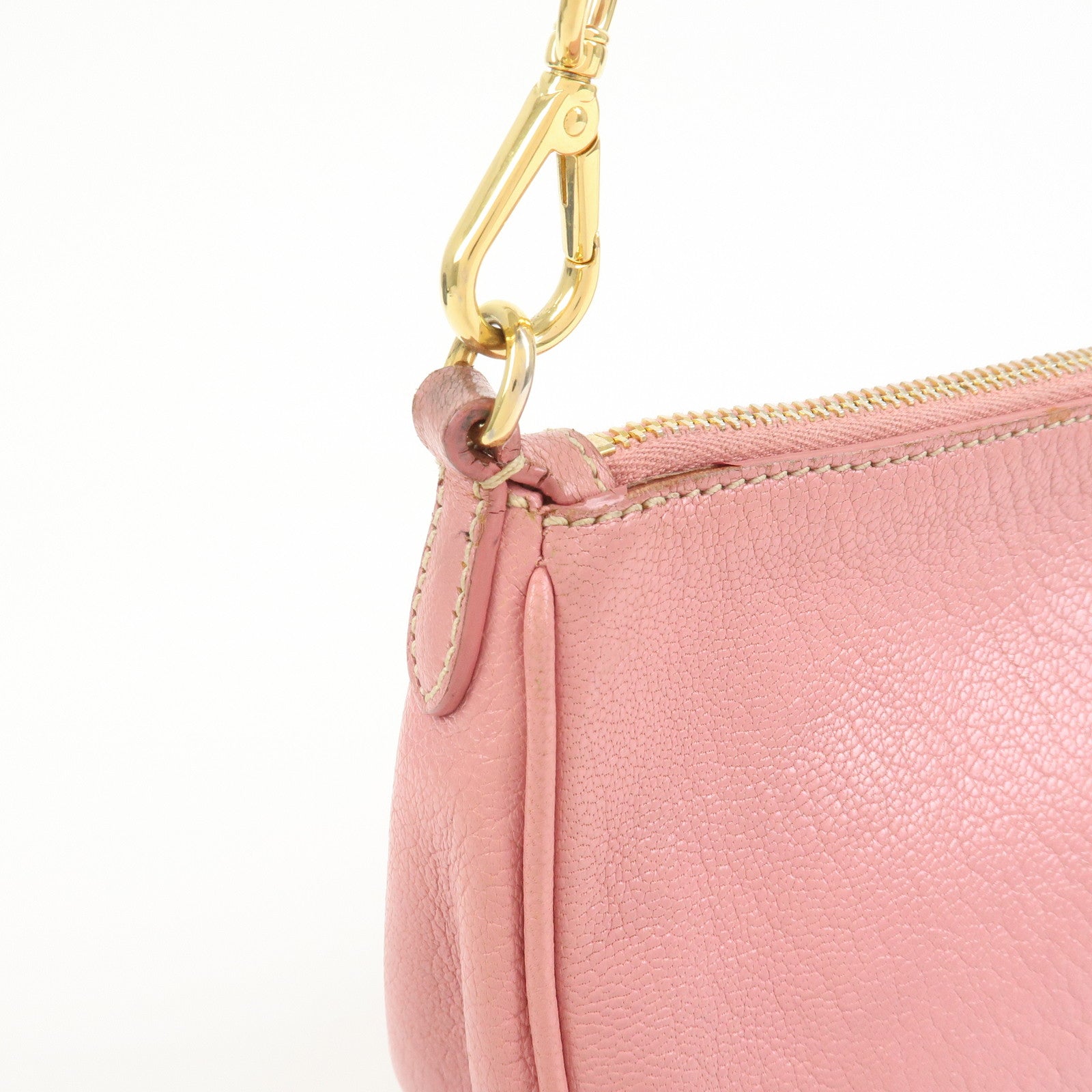 MIU MIU Logo Leather 2Way Bag Hand Bag Shoulder Bag Pink
