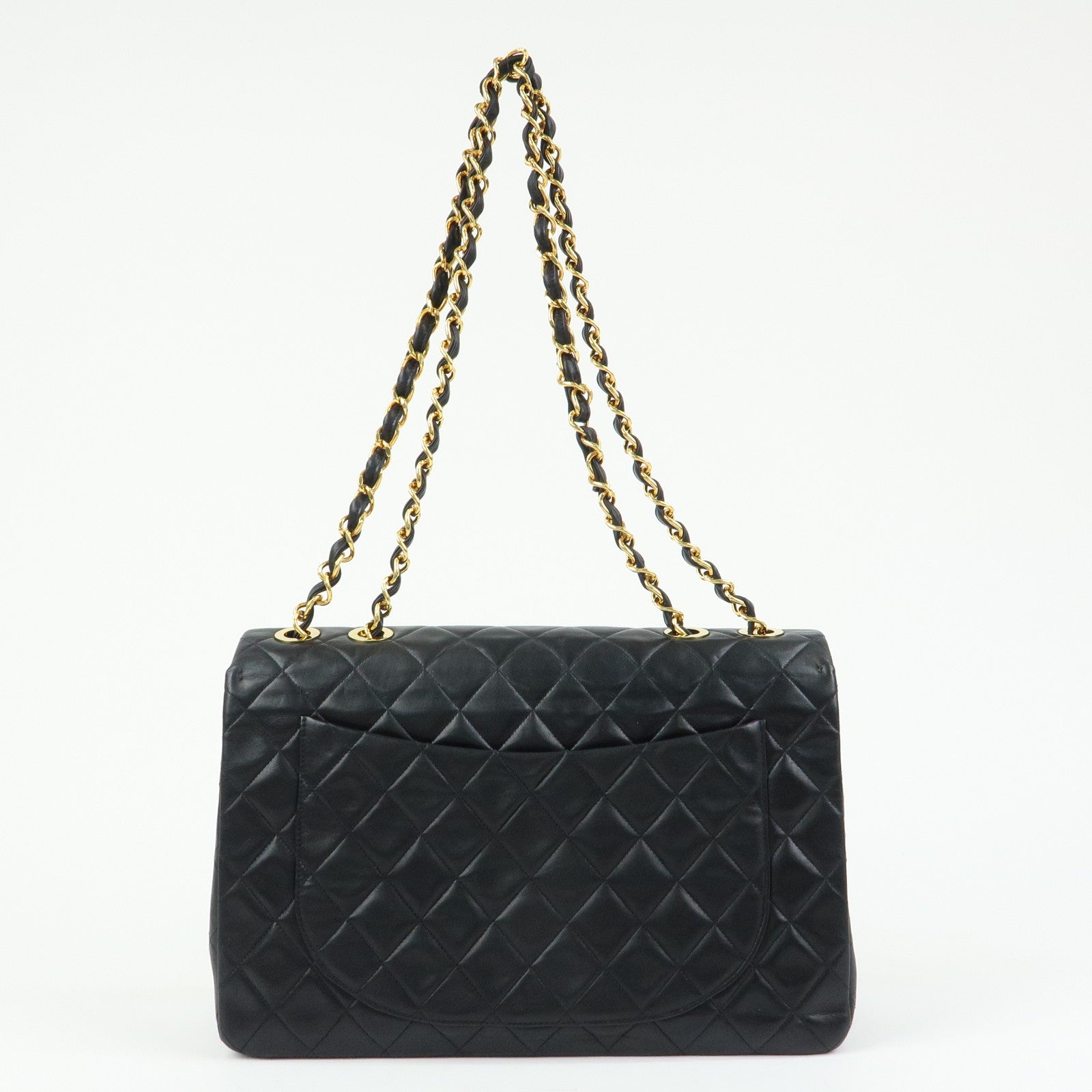 CHANEL Jumbo Matelasse 34 Lamb Skin Chain Shoulder Bag Black A01094