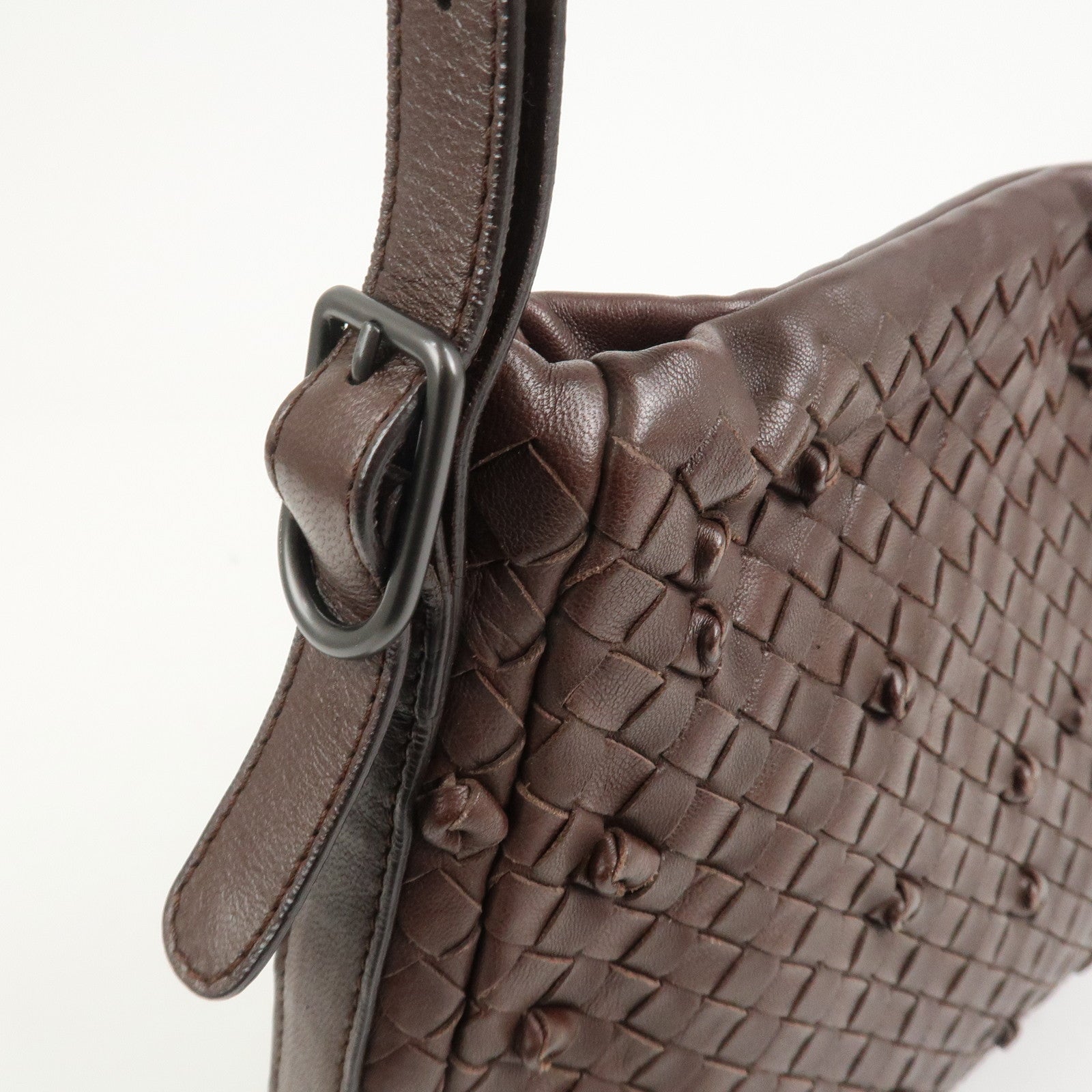 BOTTEGA VENETA Intrecciato Leather Shoulder Bag Brown 133507