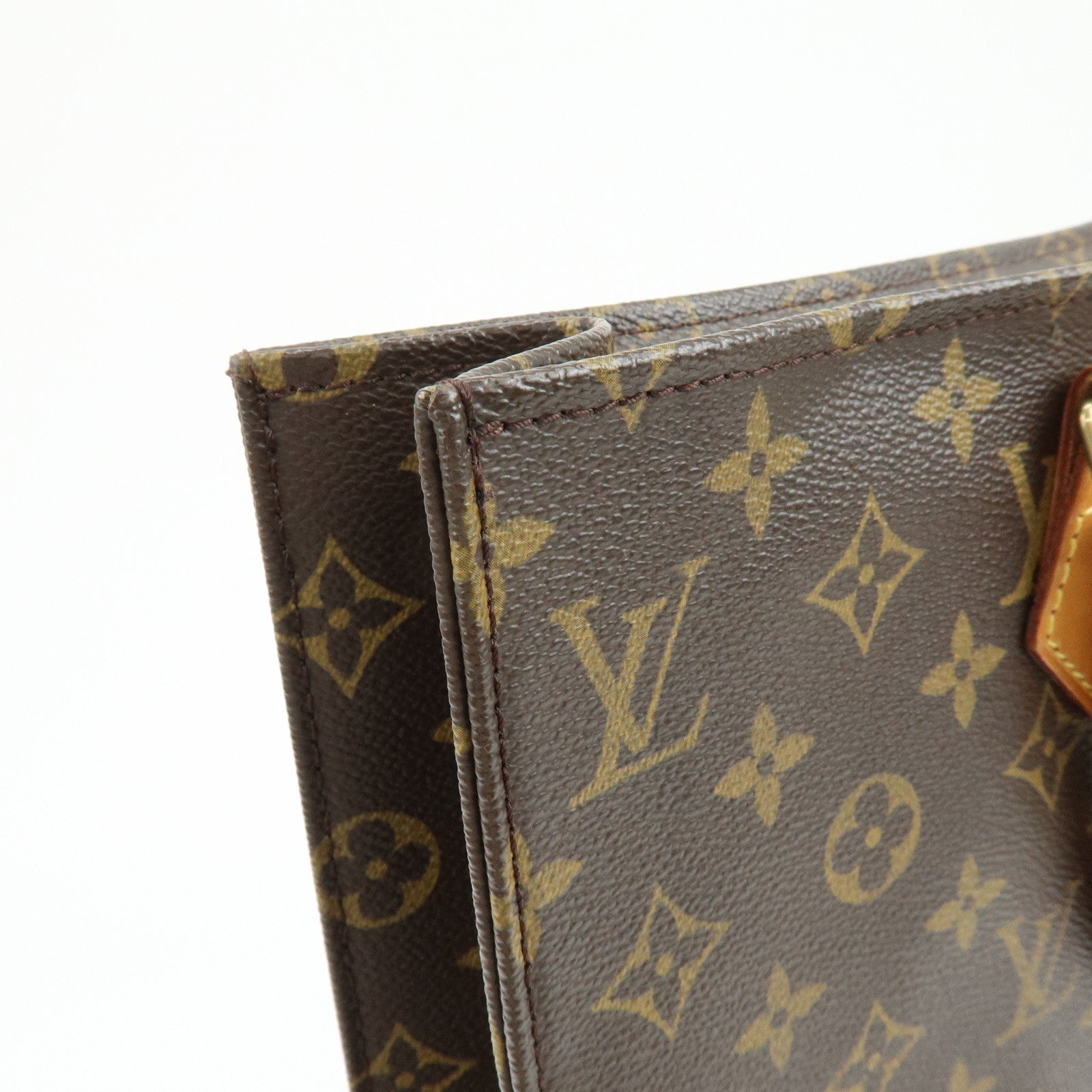 Louis Vuitton Monogram Sac Plat Tote Bag Hand Bag Brown M51140