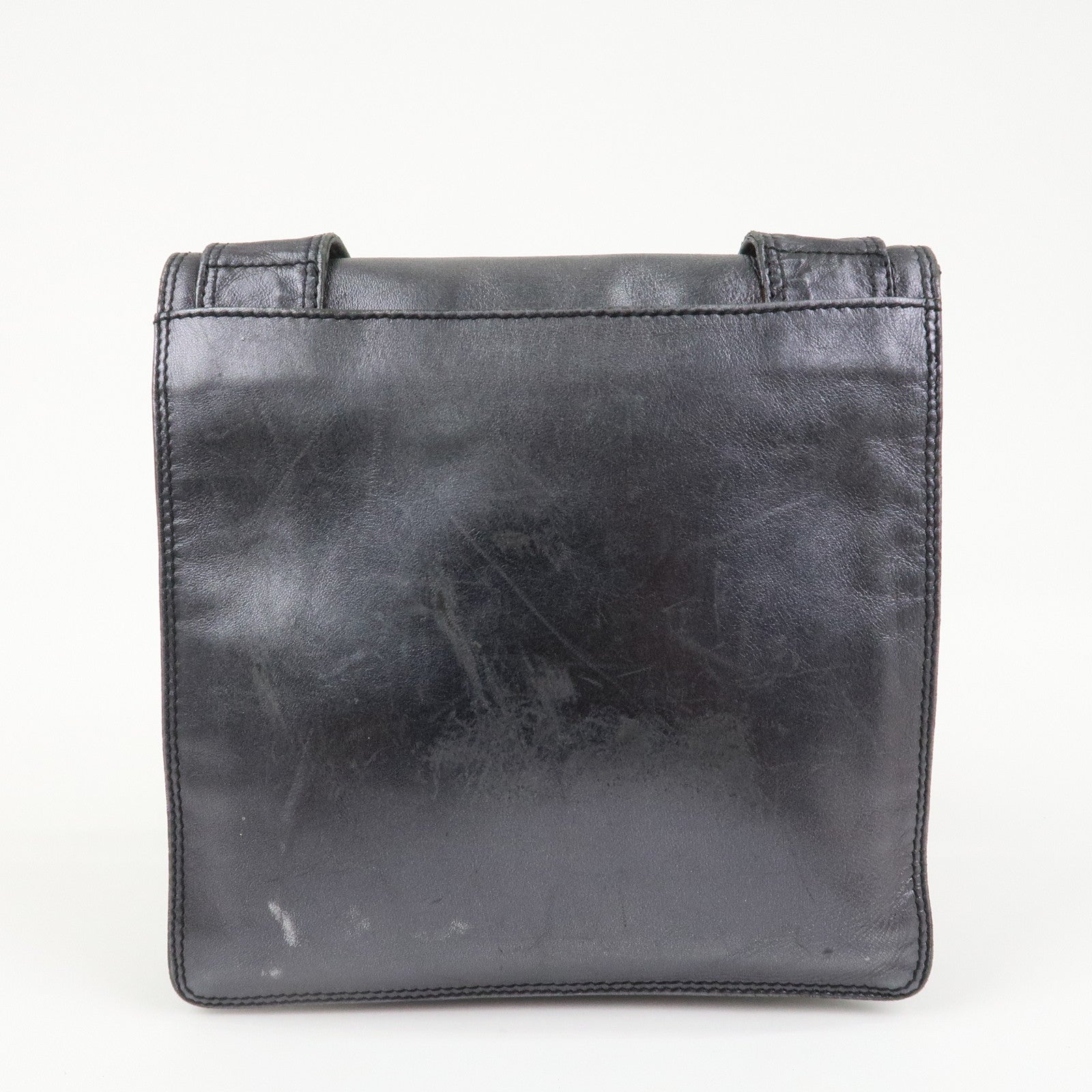 CHANEL Leather Shoulder Bag Crossbody Bag Metallic Gray