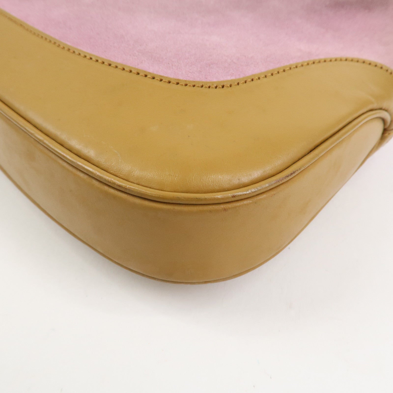 GUCCI Jackie Suede Shoulder Bag Hand Bag Pink Light Brown 001.3306