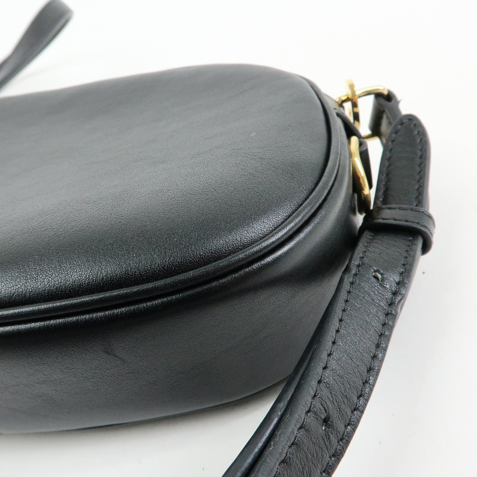 CELINE C Charm Leather Shoulder Bag Crossbody Bag Camera Bag Black