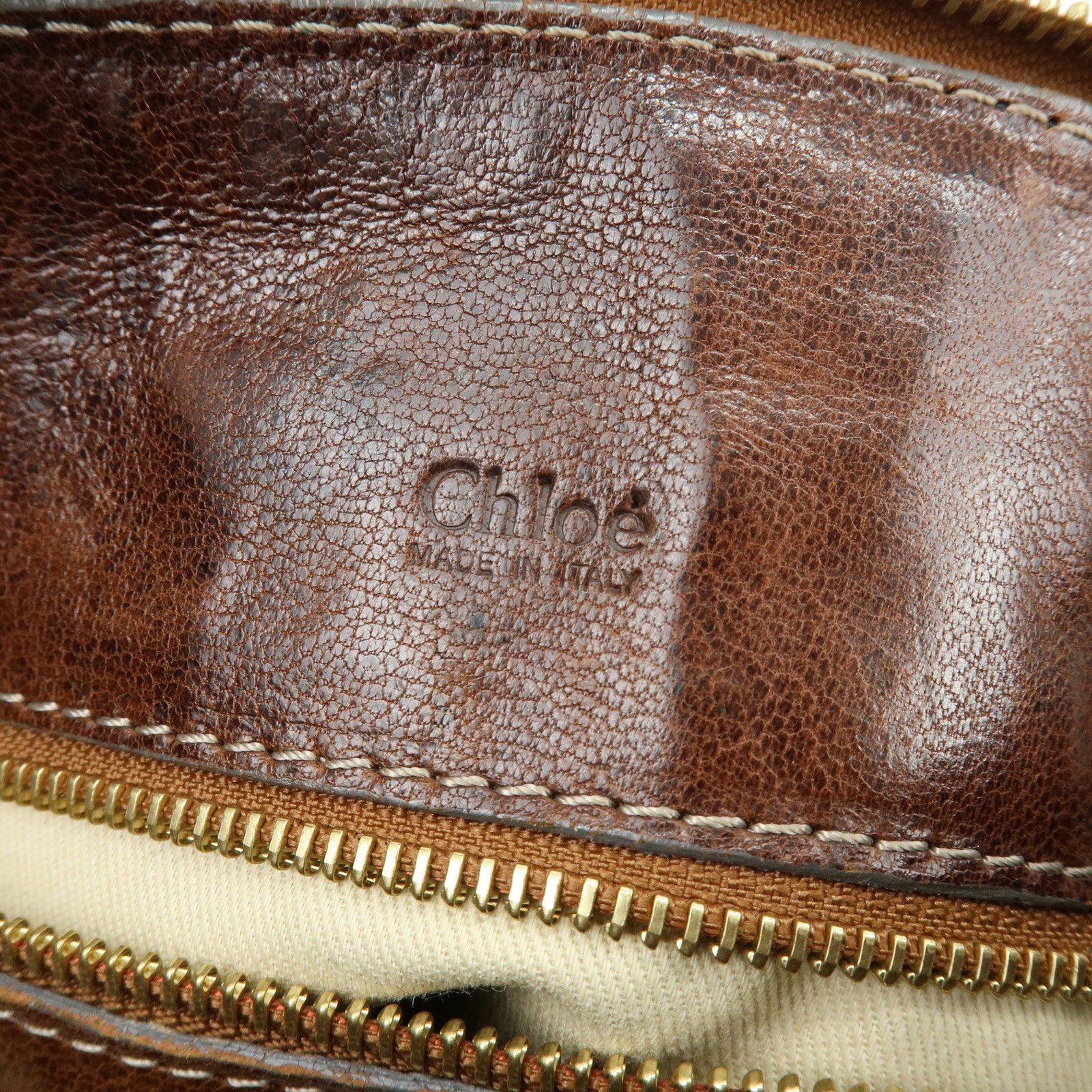 Chloe Eloise Leather Hand Bag Shoulder Bag Braided Handle Brown
