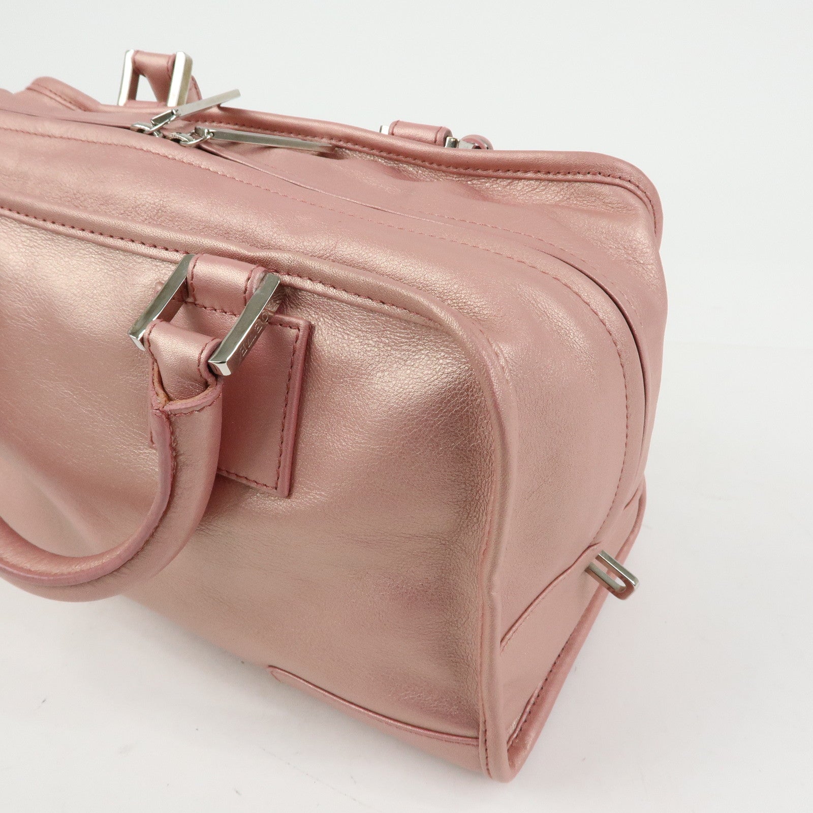 LOEWE Anagram Amazona 28 Leather Hand Bag Metallic Pink