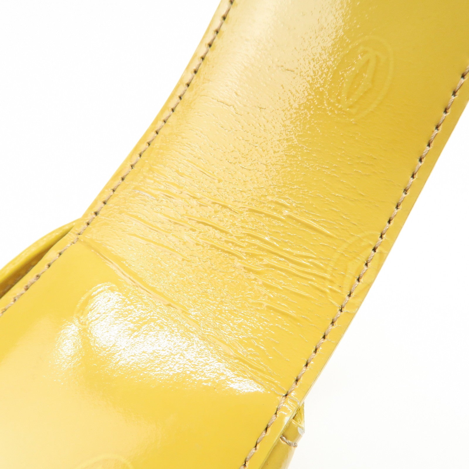 Cartier Happy Birthday Patent Leather Shoulder Bag Hand Bag Yellow