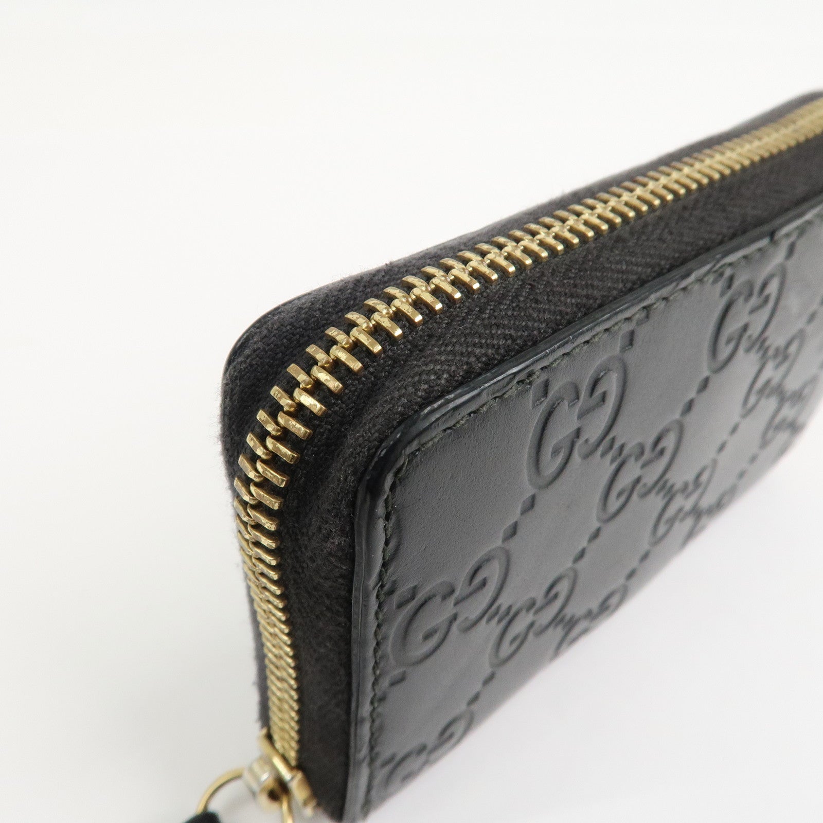 GUCCI Guccissima Leather Card Case Card Holder Black 447939