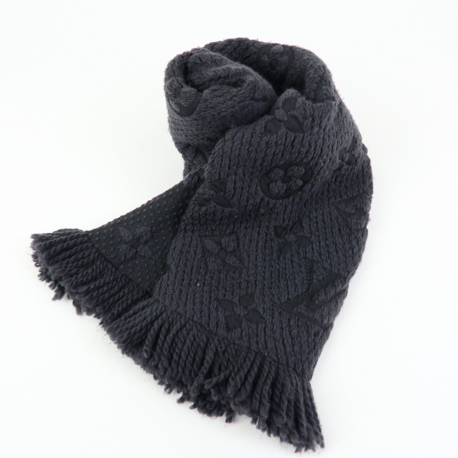 Louis Vuitton Echarpe Logomania Wool Silk Scarf Black M72431