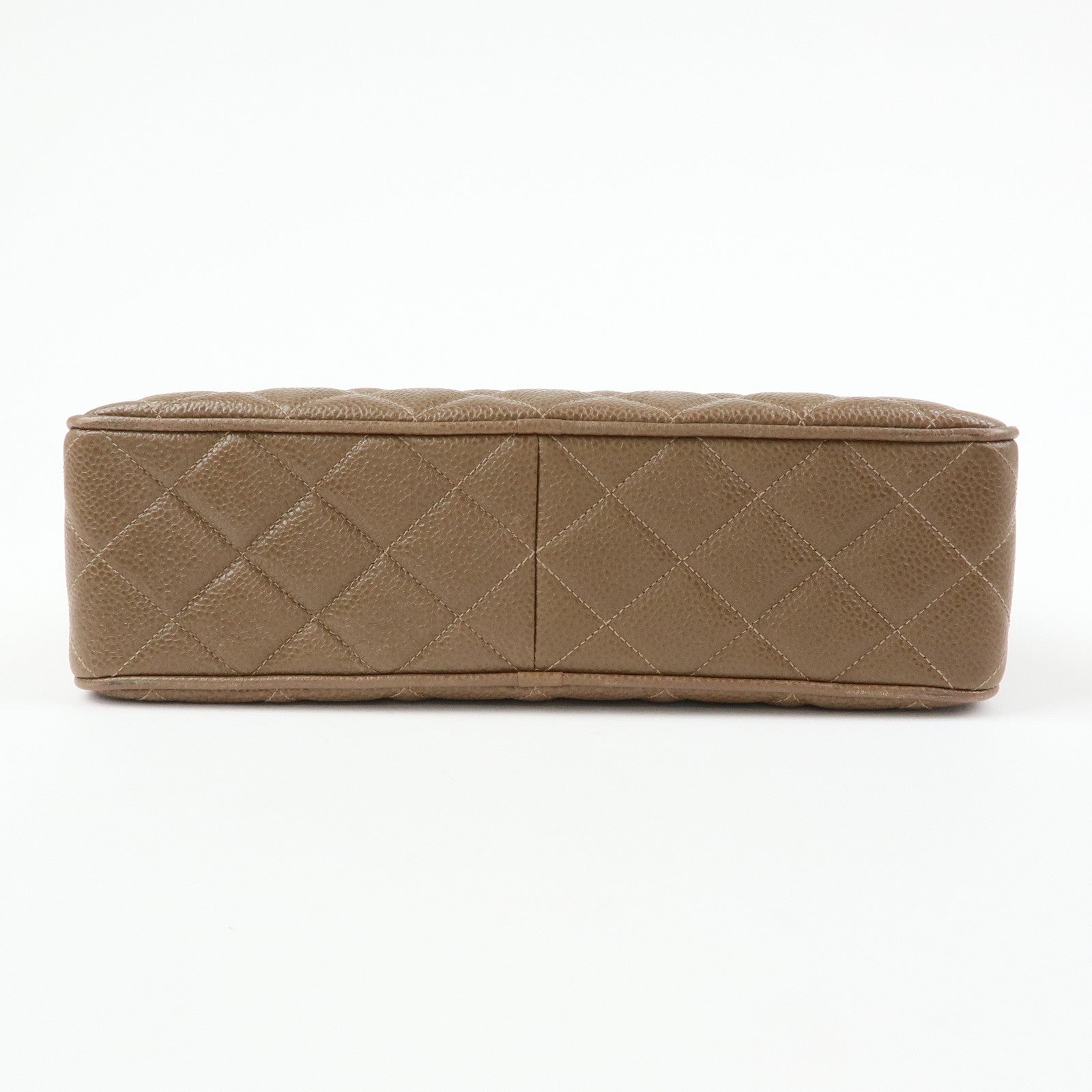 CHANEL Matelasse Cavairskin Chain Shoulder Bag Light Brown Marron