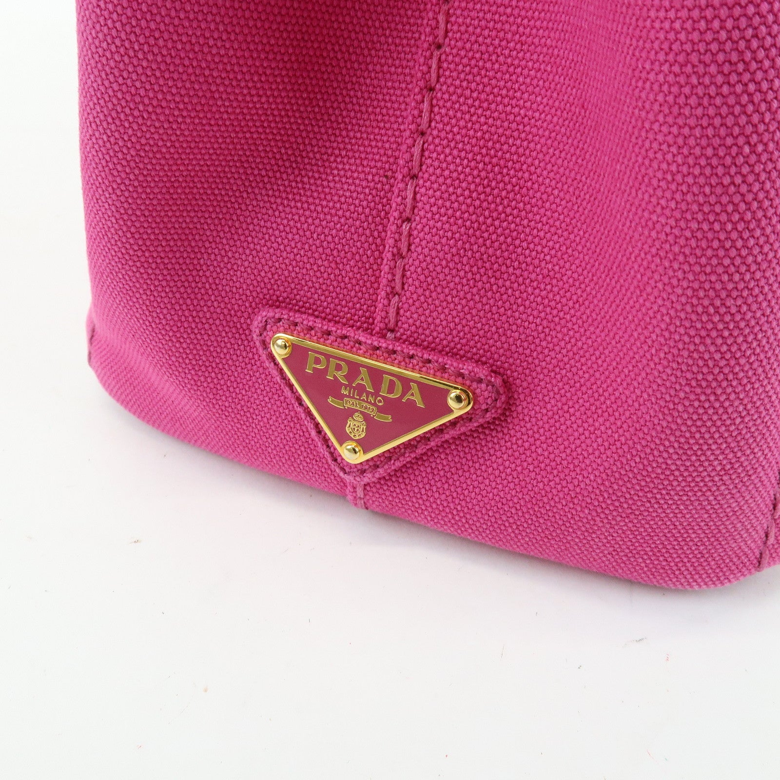 PRADA Triangle Logo Canapa Mini Canvas Tote Hand Bag Pink BN2439