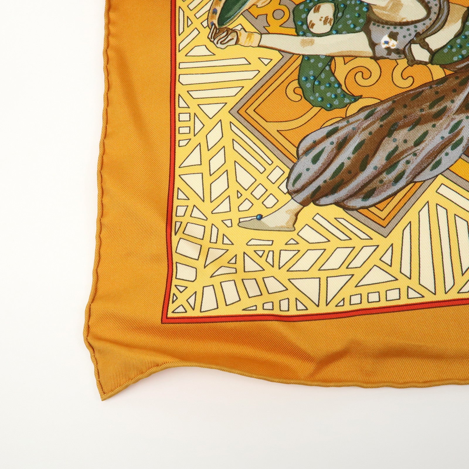 HERMES Carre 90 Silk 100% Scarf LES BALLETS RUSSES Orange