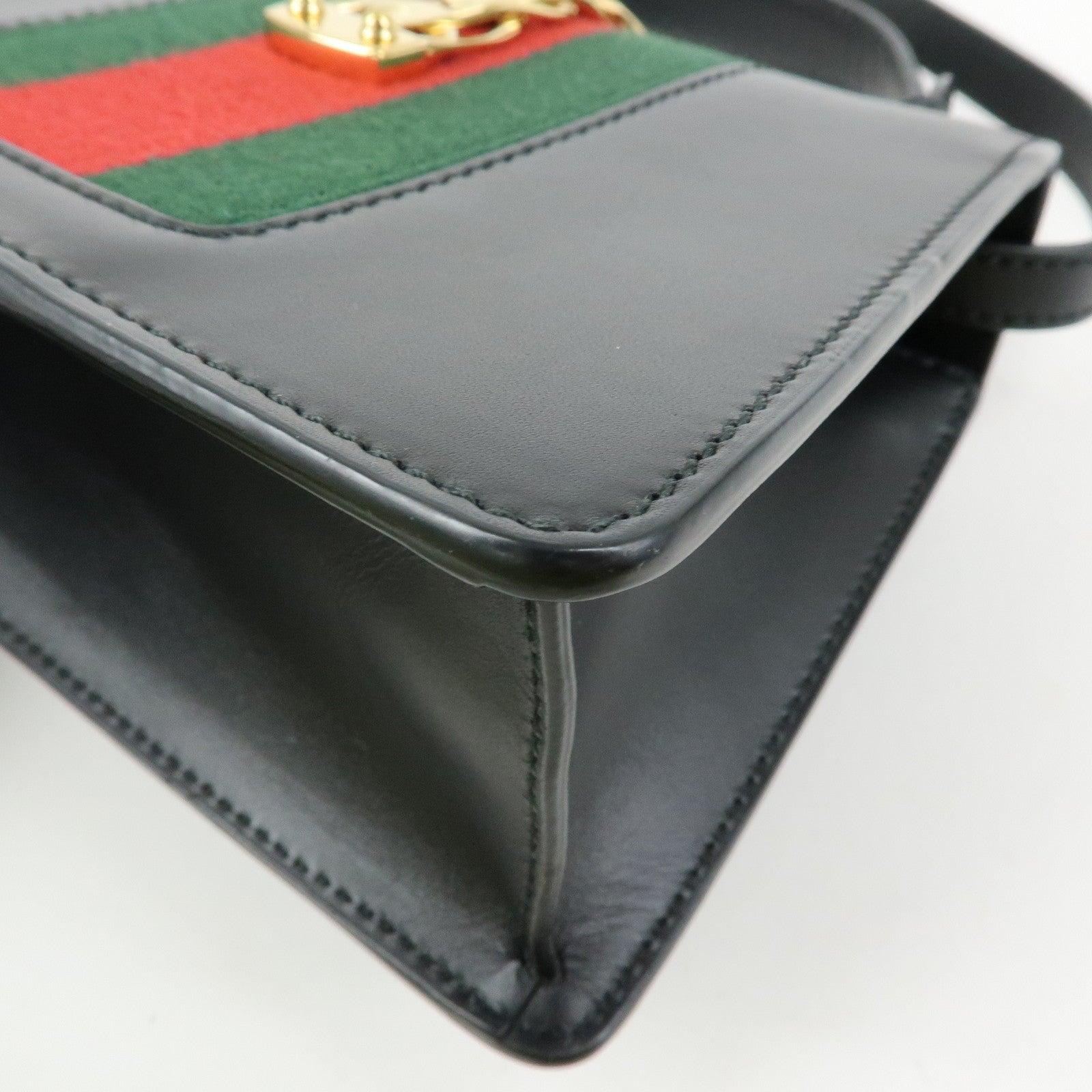 GUCCI Sylvie Sherry Leather 2Way Hand Bag Shoulder Bag Black 470270