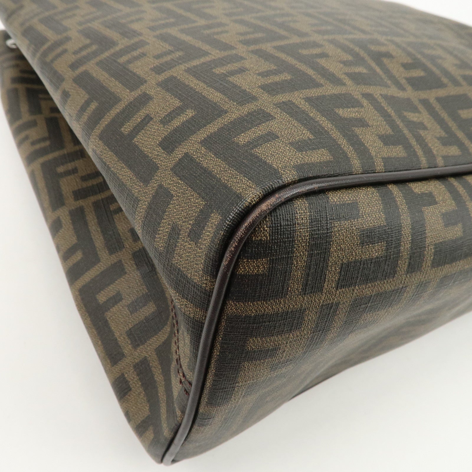 FENDI Zucca PVC Canvas Tote Bag Shoulder Bag Black Brown 7VA271