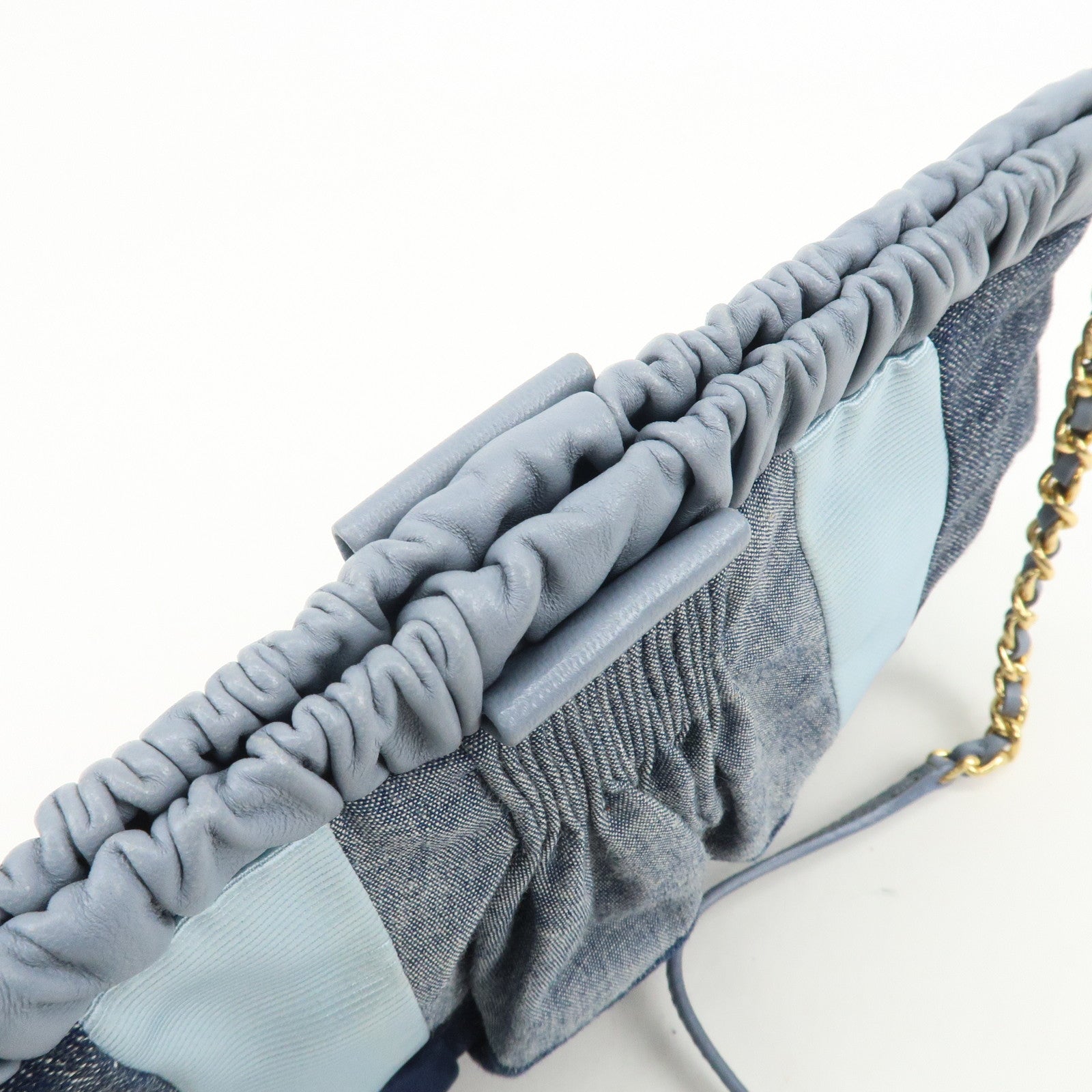 MIU MIU Patchwork Denim Leather 2Way Bag Hand Bag Shoulder Bag