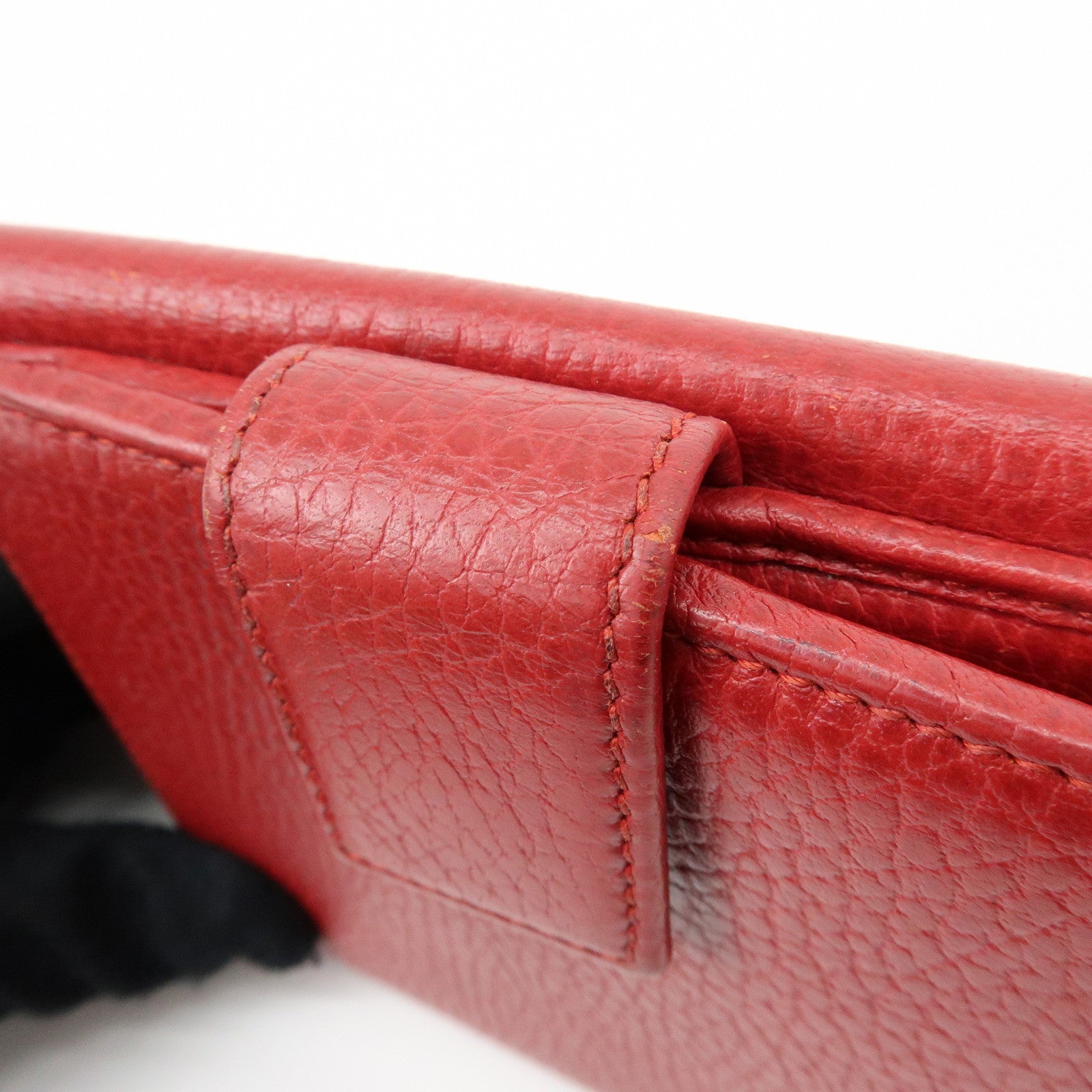 GUCCI Double G Leather Bi-fold Compact Wallet Red 456122