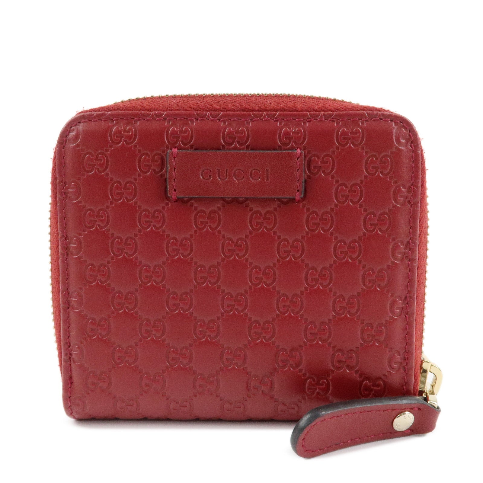 GUCCI Micro Guccissima Leather Bi-Fold Compact Wallet Red 449395 Used