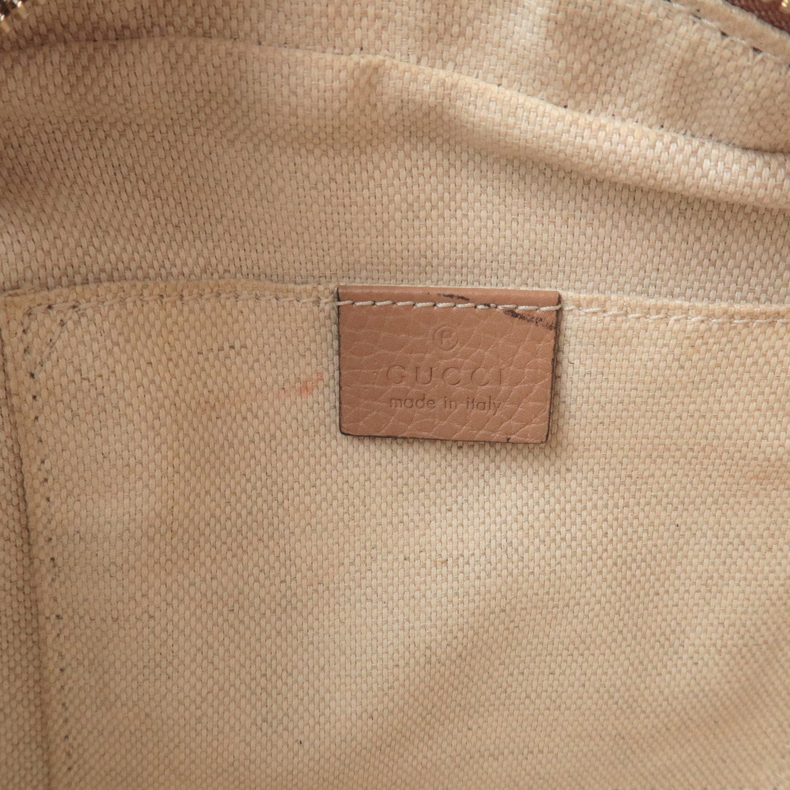 GUCCI SOHO Interlocking G Leather Shoulder Bag Beige 308364