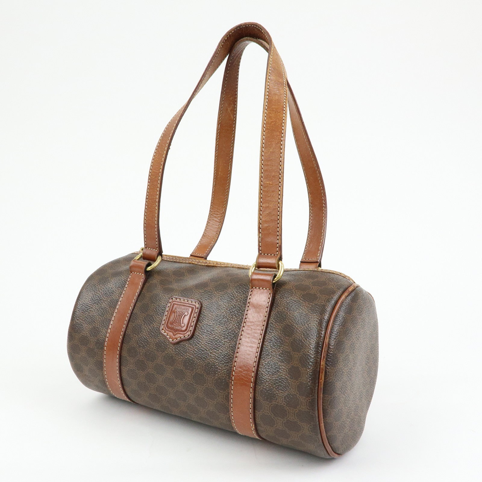 CELINE Macadam PVC Leather Shoulder Bag Hand Bag Brown