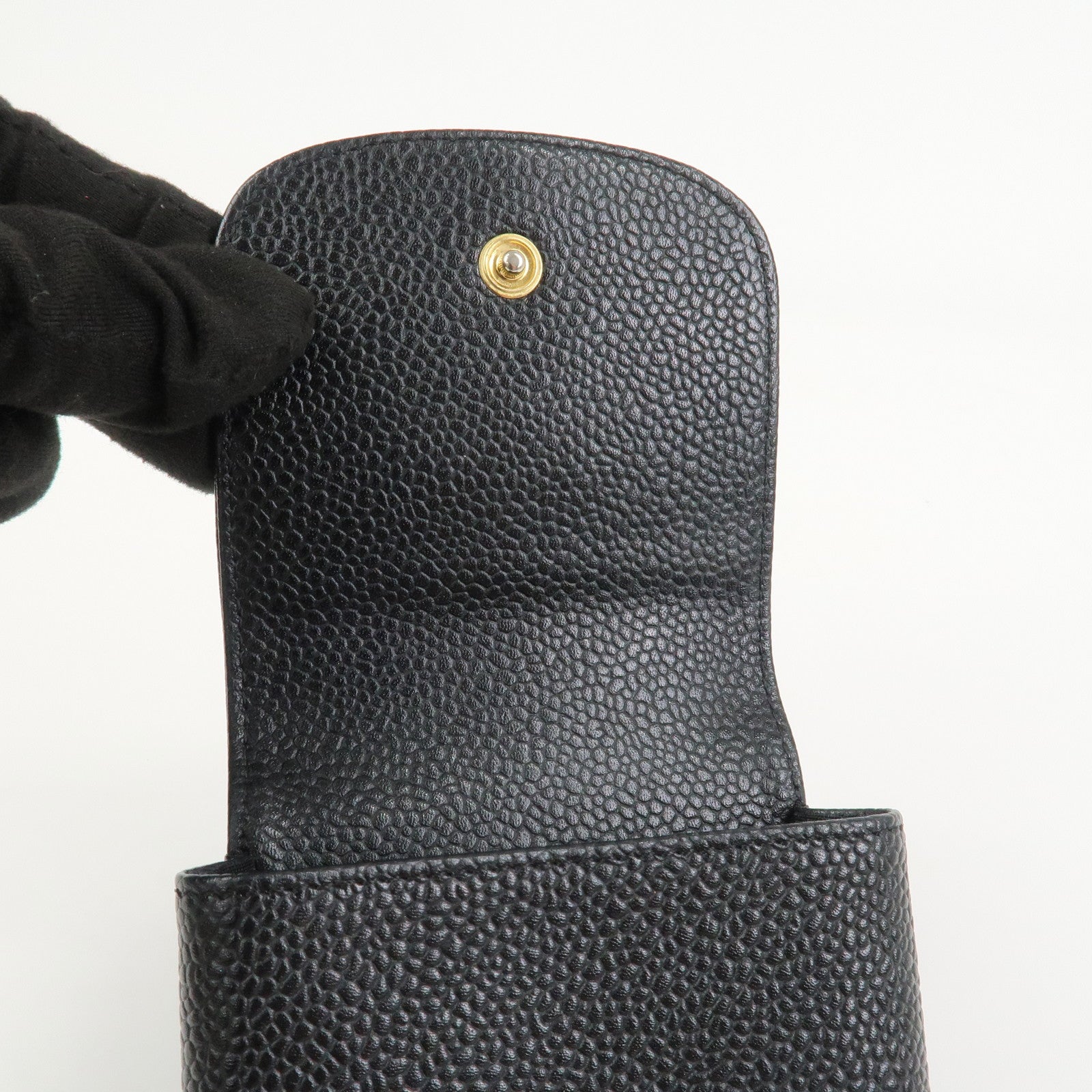 CHANEL COCO Mark Caviarskin Cigarette Case Black Noir A13511