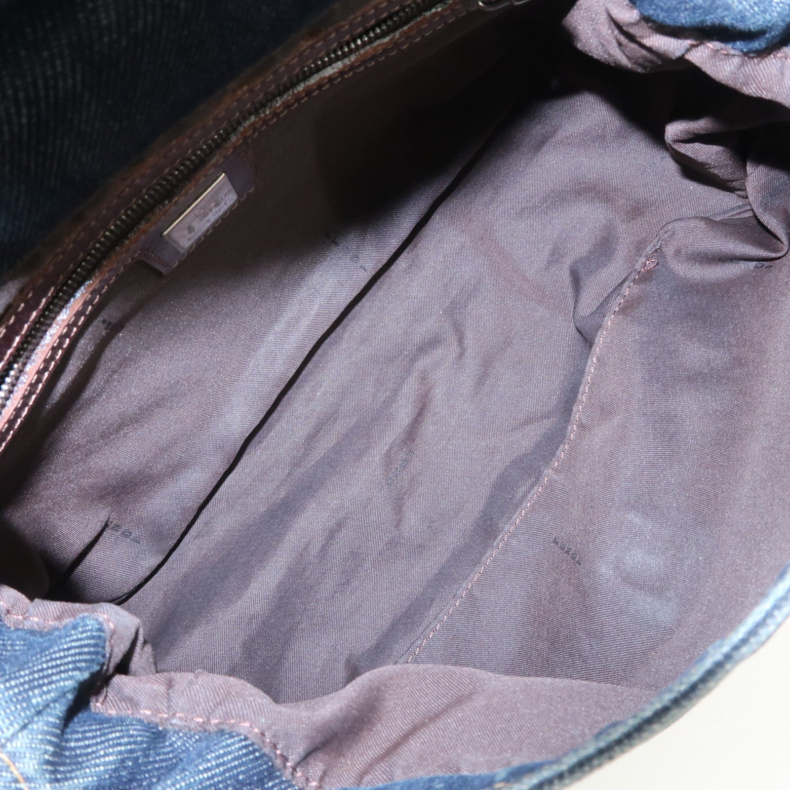 FENDI Mamma Baguette Denim Leather Shoulder Bag Hand Bag 26325